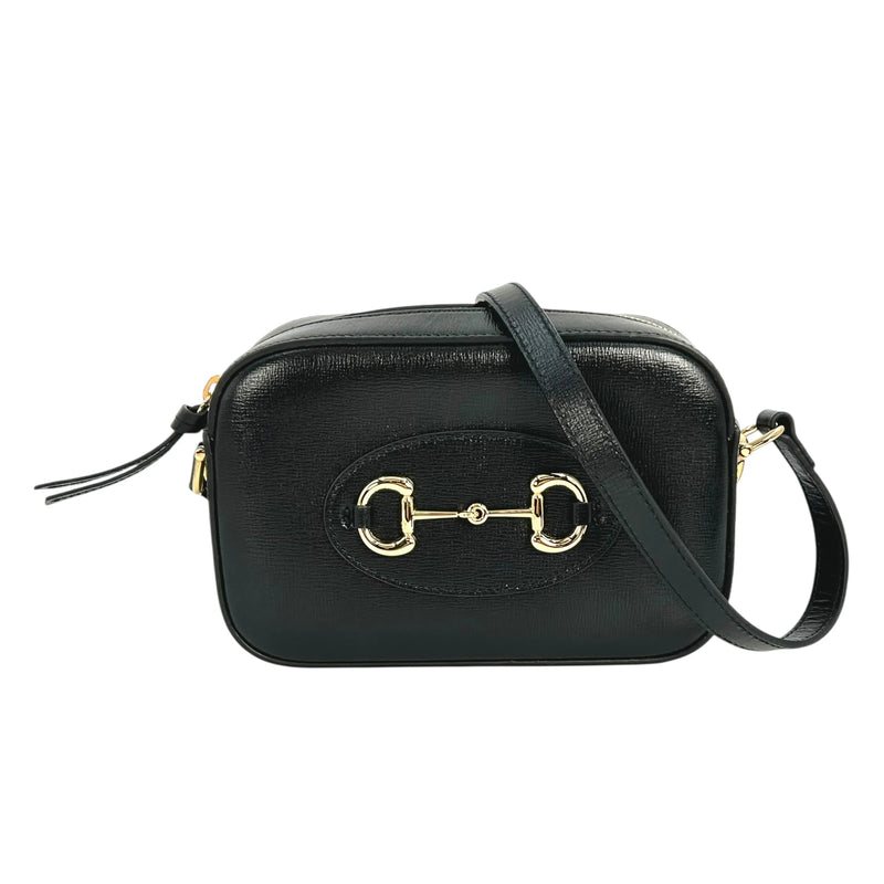 GUCCI Horsebit 1955 Leather Small Shoulder Bag - Black