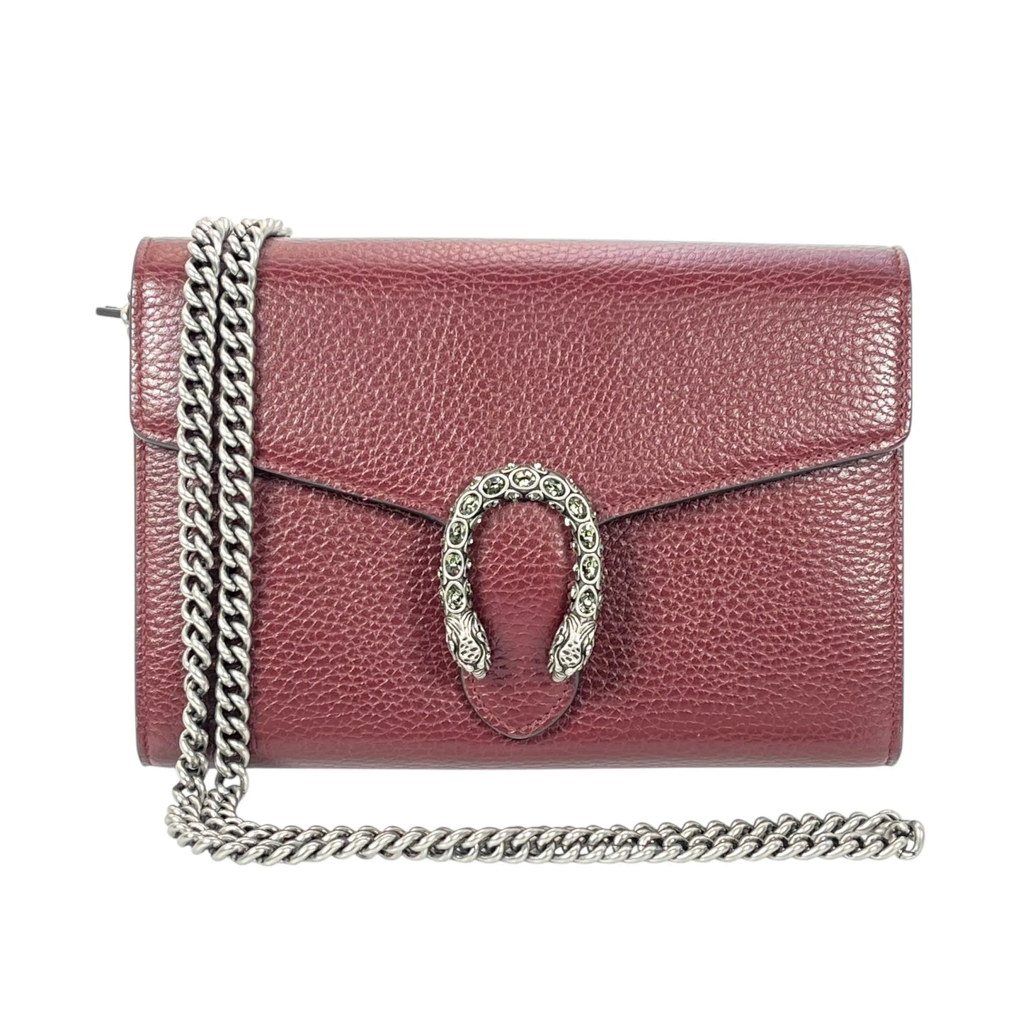 GUCCI Dionysus GG Supreme Chain Wallet - Red