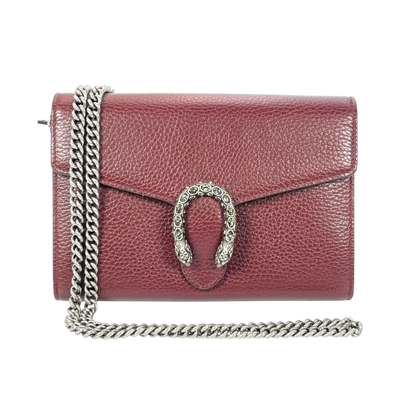 GUCCI Dionysus GG Supreme Chain Wallet - Red