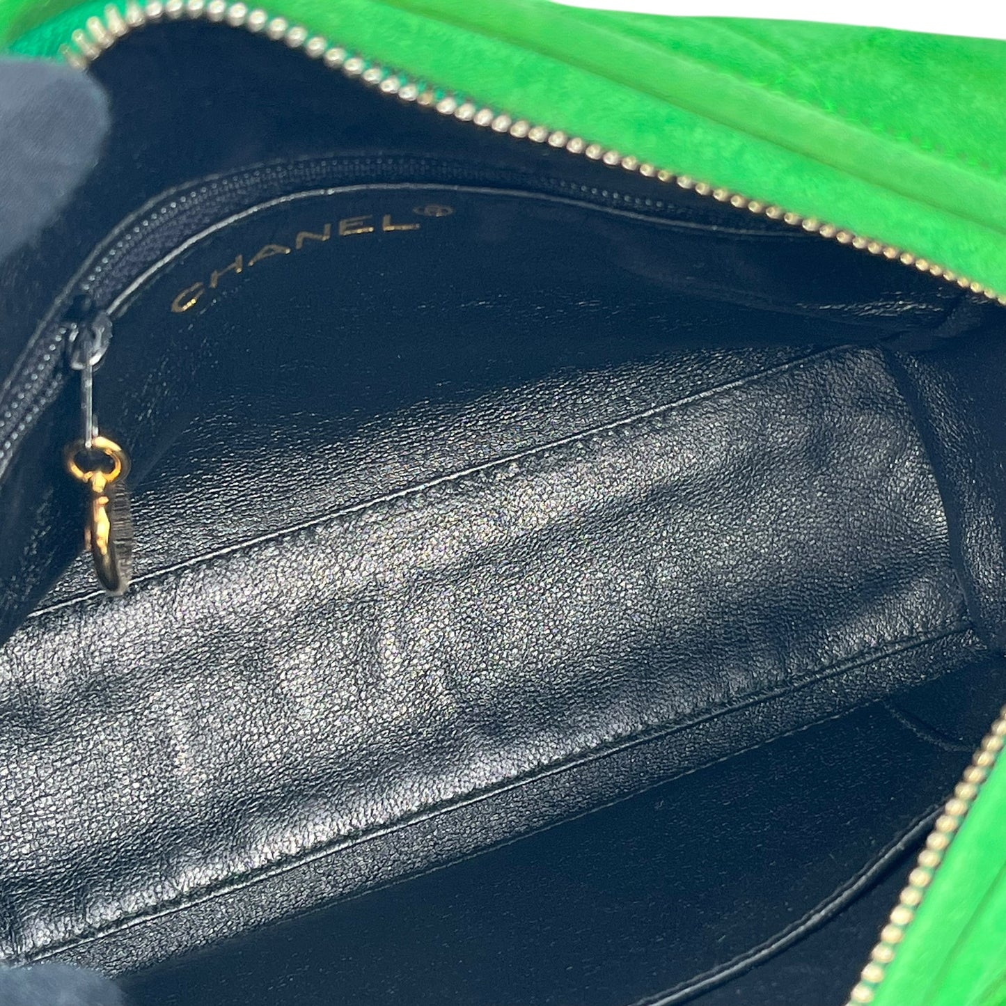 CHANEL Fringed Charm Chain Shoulder Green