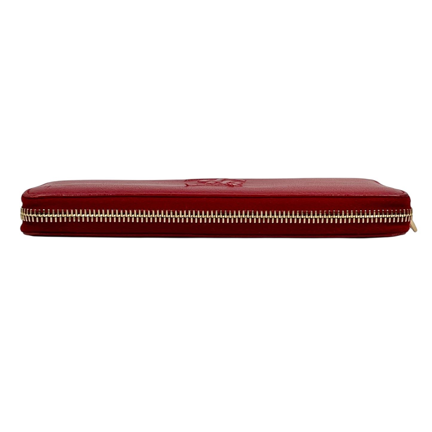 Saint Laurent YSL Logo Leather Round Zip Long Wallet - Red