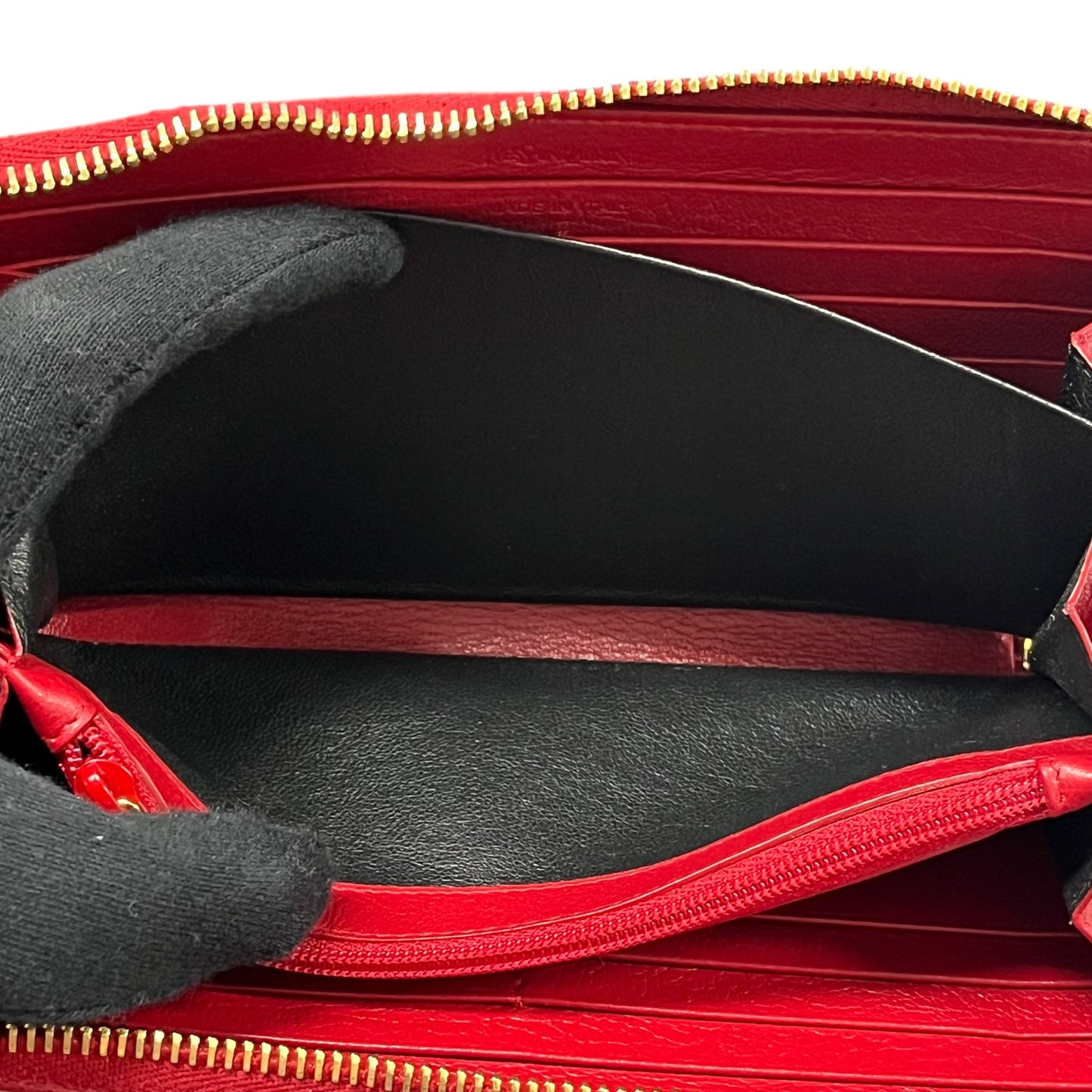 Saint Laurent YSL Logo Leather Round Zip Long Wallet - Red