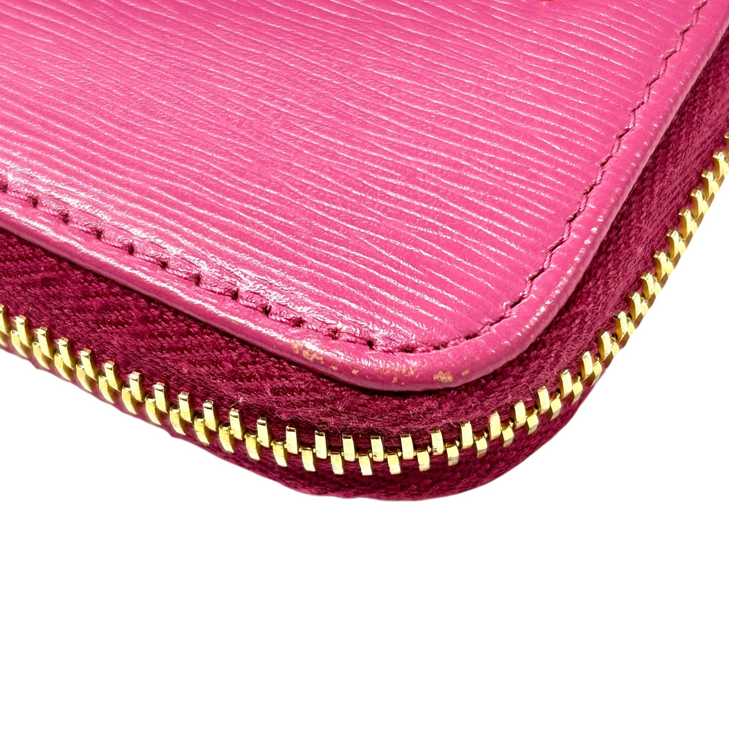 PRADA Round Zip Compact Wallet Coin Purse - Pink