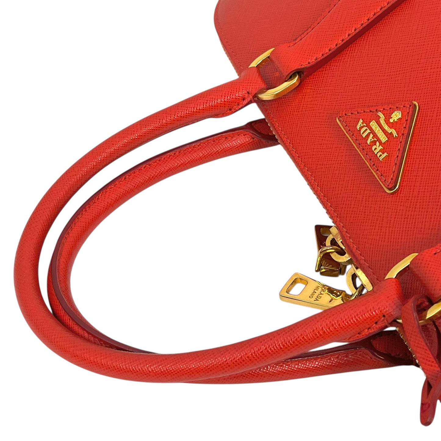 PRADA Galleria Saffiano Leather Hand Bag - Red