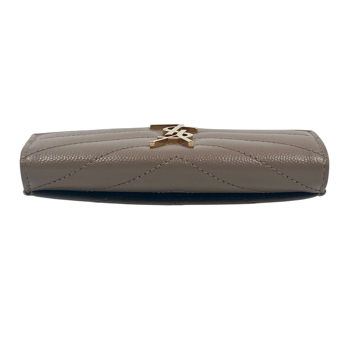 Saint Laurent Cassandra Matelasse Card Case Compact Wallets - Beige