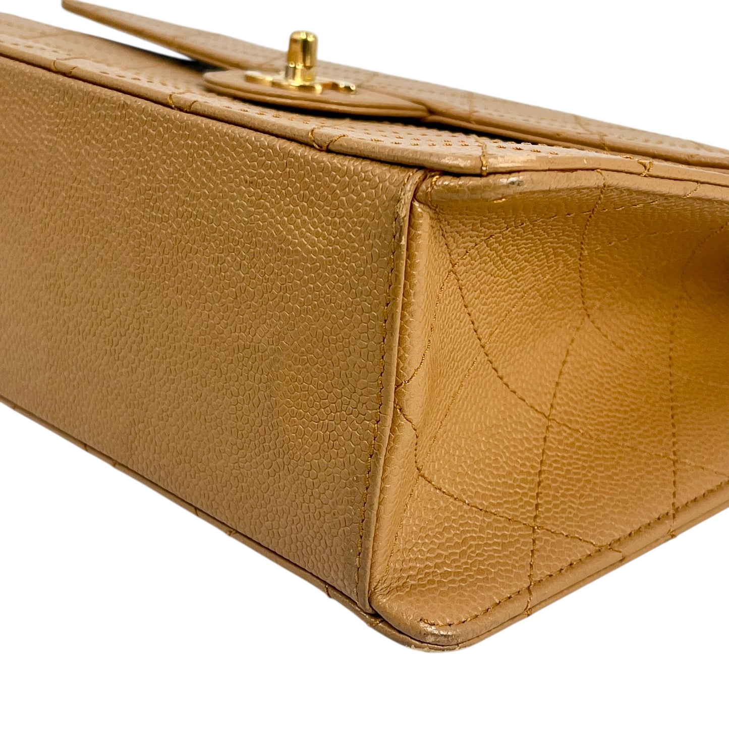 CHANEL Matelasse 30 Caviar Skin Gold Hardware Shoulder Bag - Beige Brown