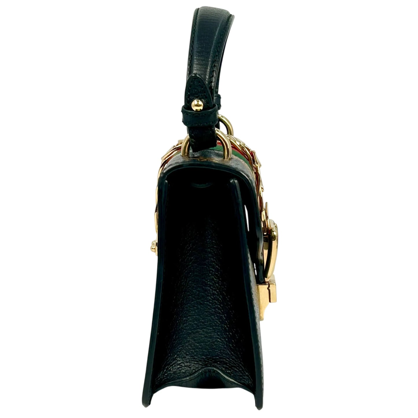 GUCCI Sylvie Web Line Hand Bag - Black