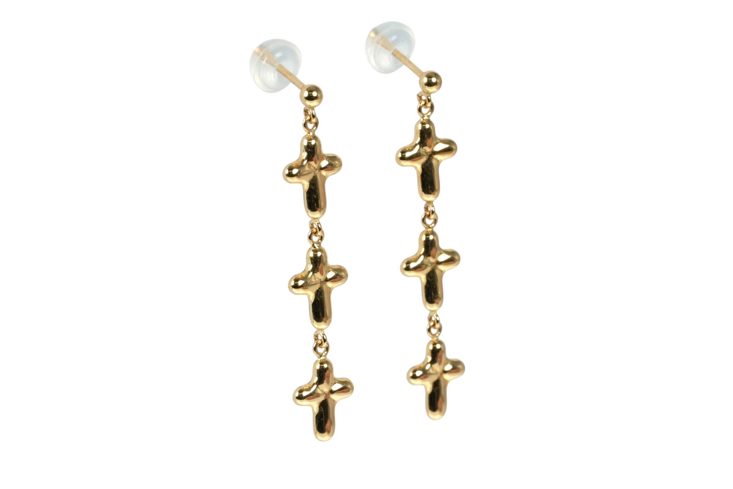 K18 Yellowgold Triple Cross Earring