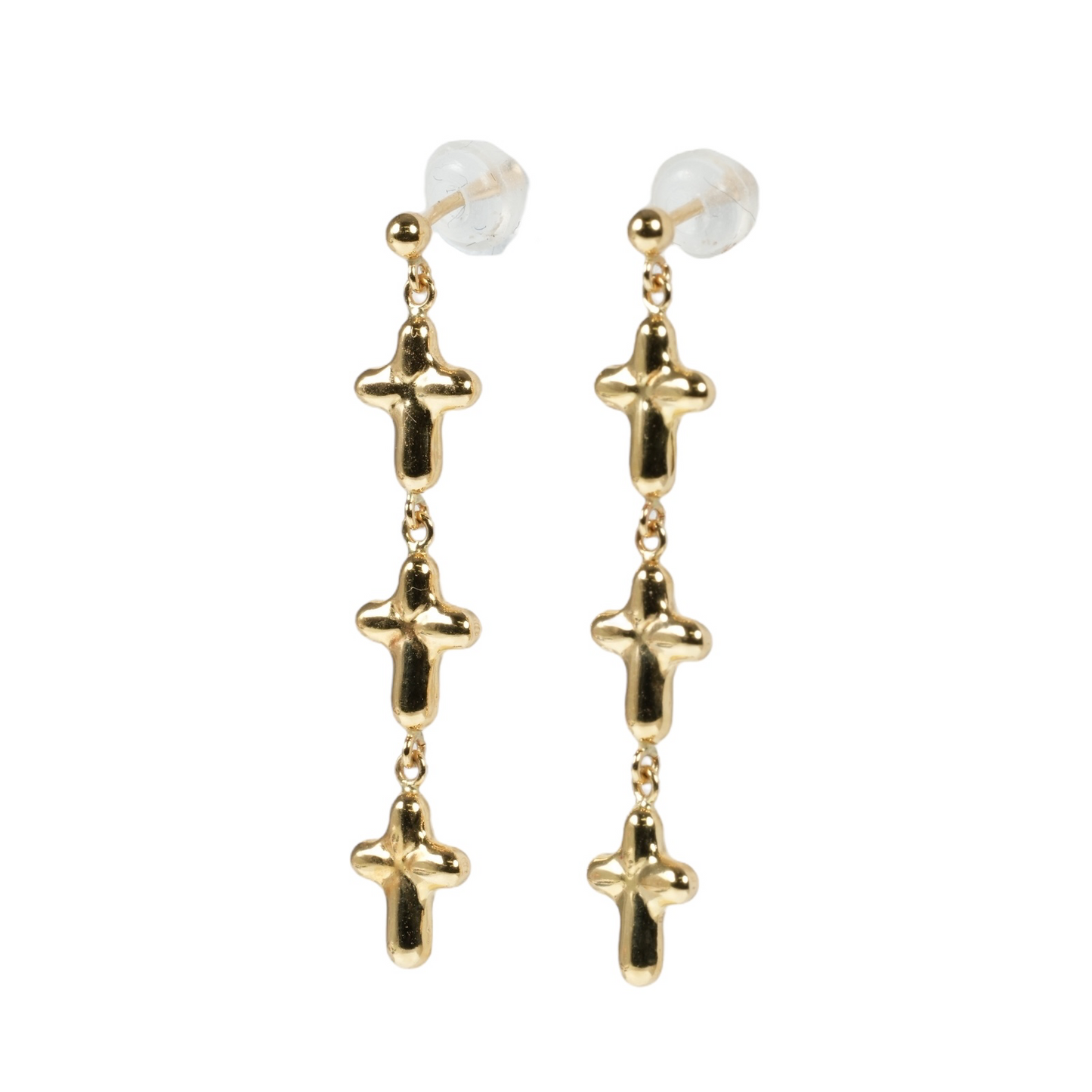 K18 Yellowgold Triple Cross Earring