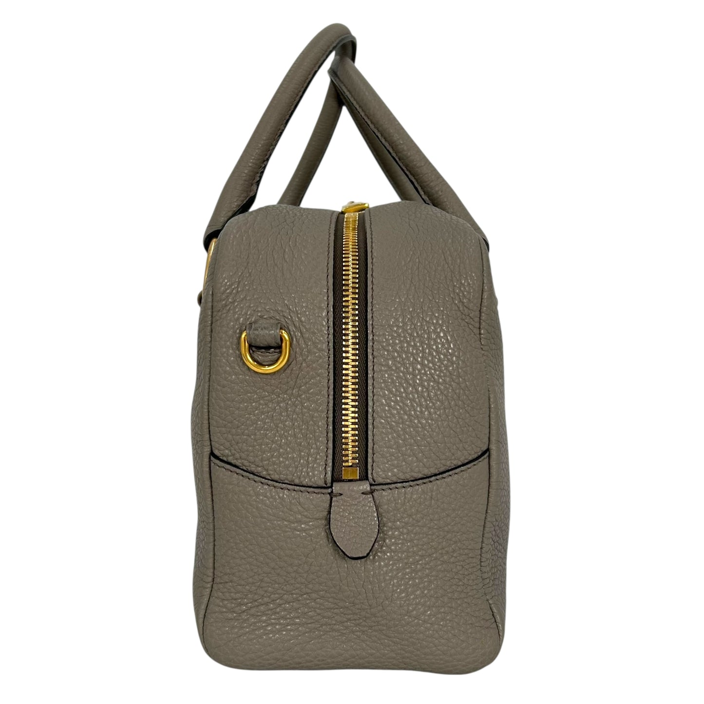 PRADA Vitello Leather Hand Bag - Gray
