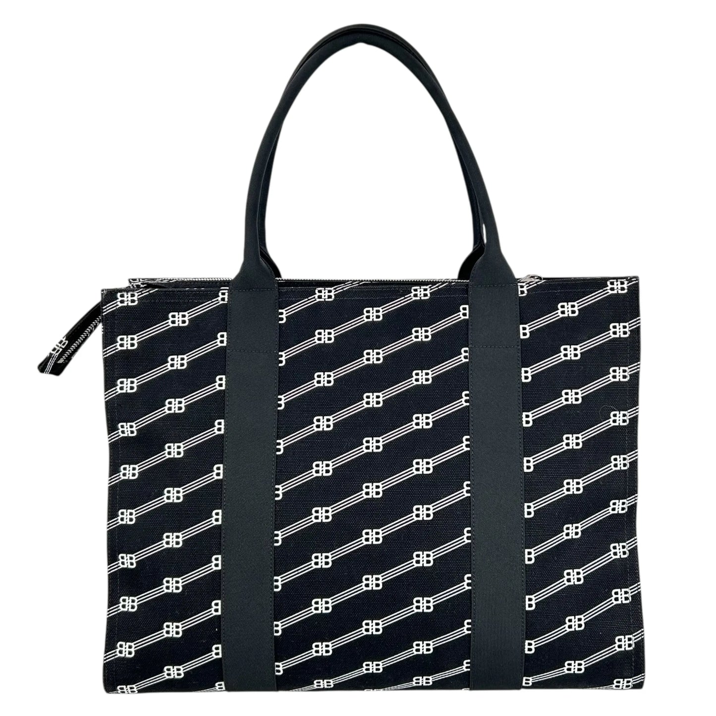 Balenciaga Large BB Monogram Hand Bag Tote Bag - Black