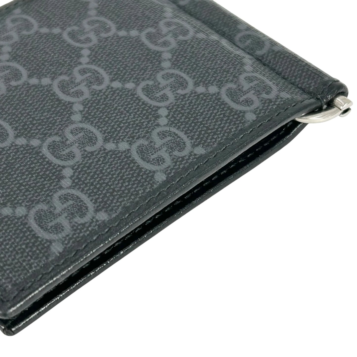 GUCCI Interloking G GG Supreme Money Clip Compact Wallet - Black