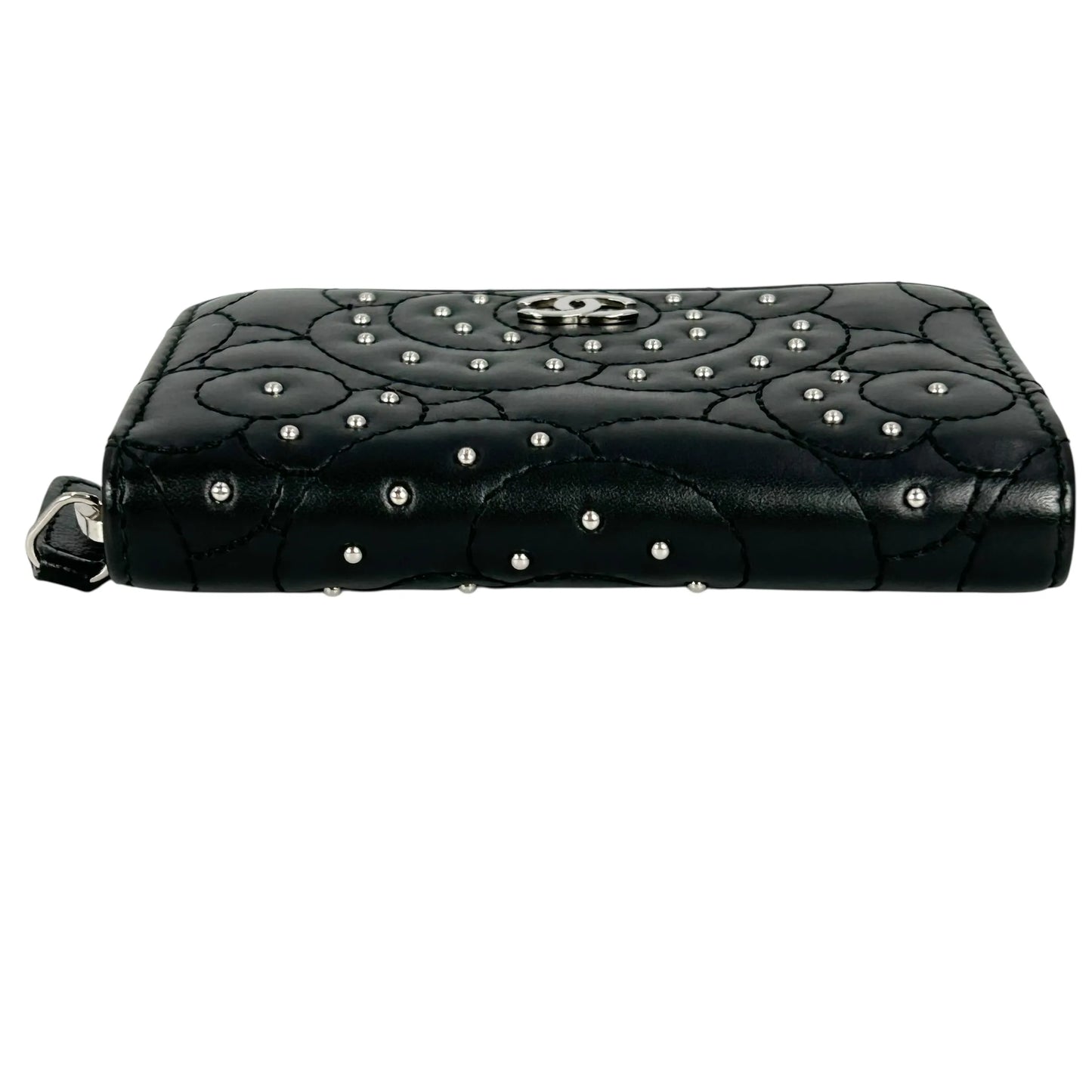 CHANEL Camellia Coin Purse Card Case Wallet - Black