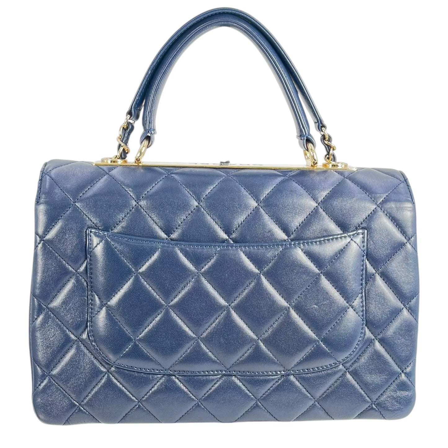 CHANEL Materasse Top Handle Trendy CC Chain Shoulder Bag - Navy