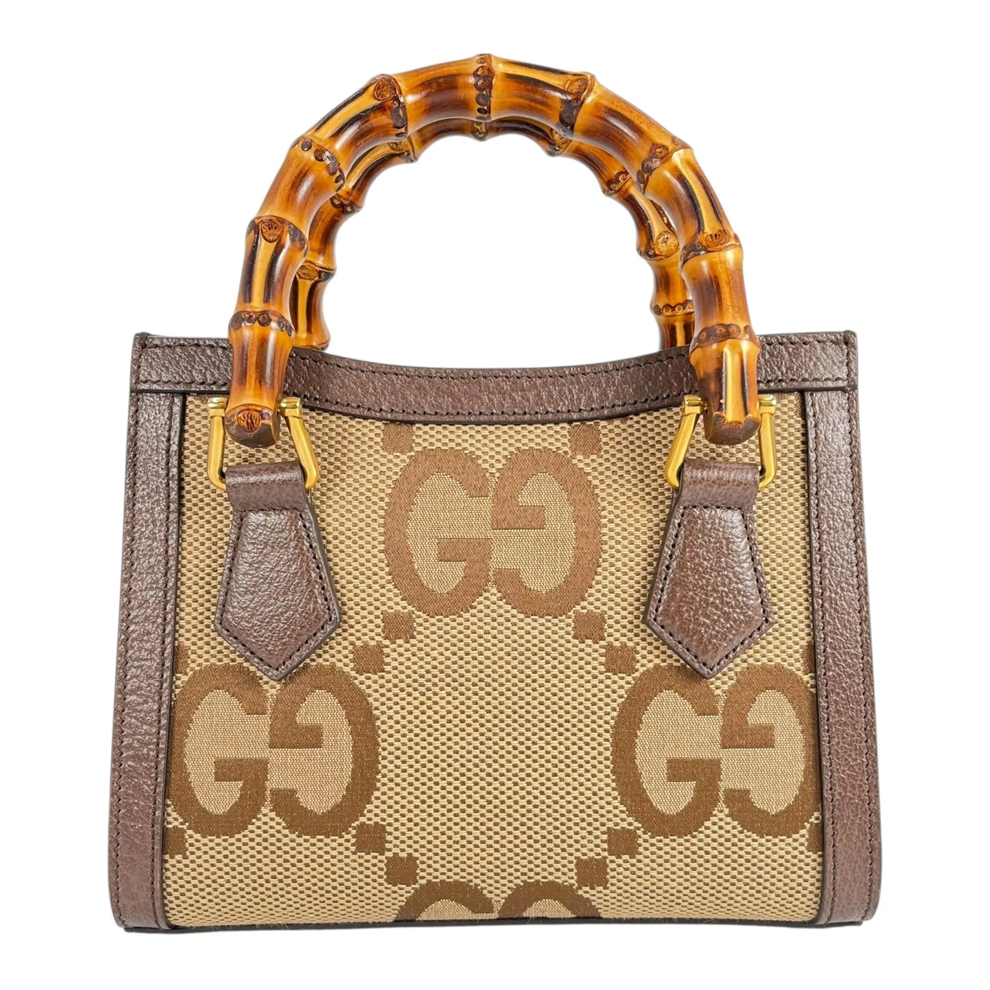 GUCCI Diana GG Bamboo Mini Hand Bag - Brown