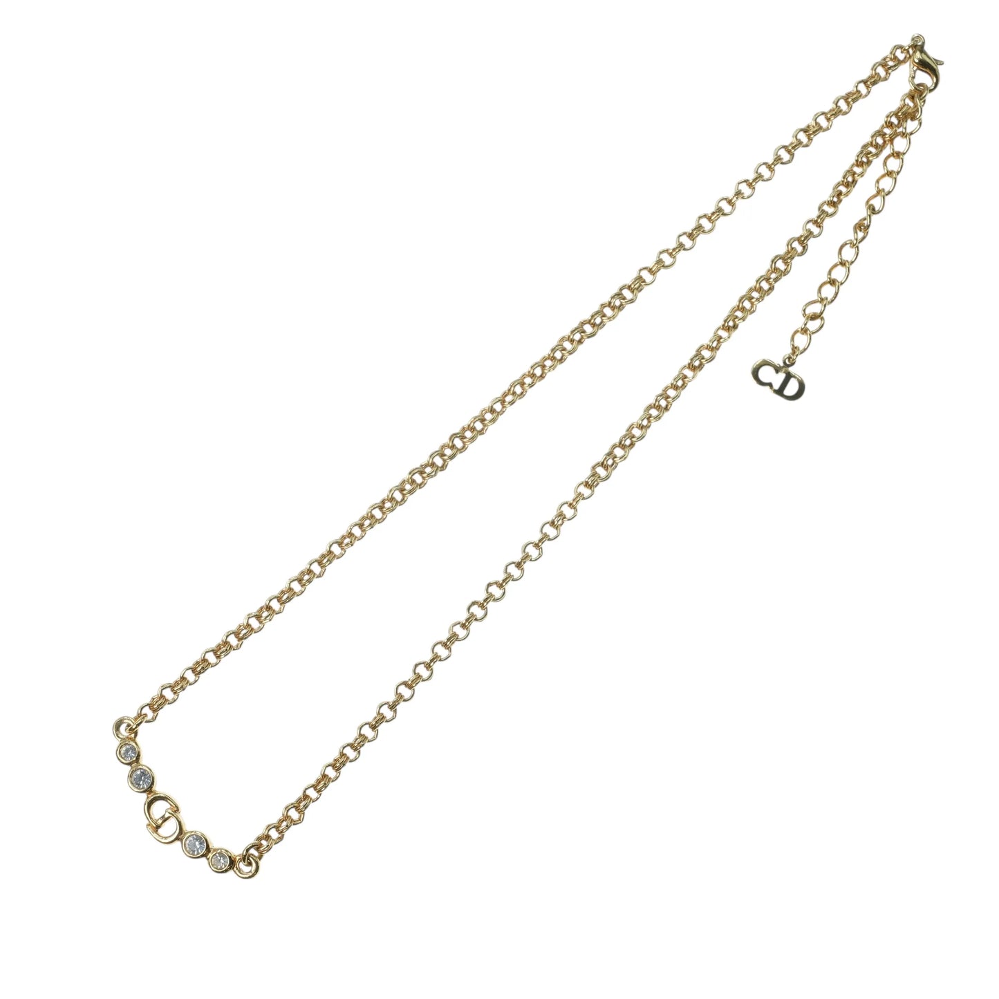 Dior CD Logo Rhinestone Necklace - Gold Plated - 31809