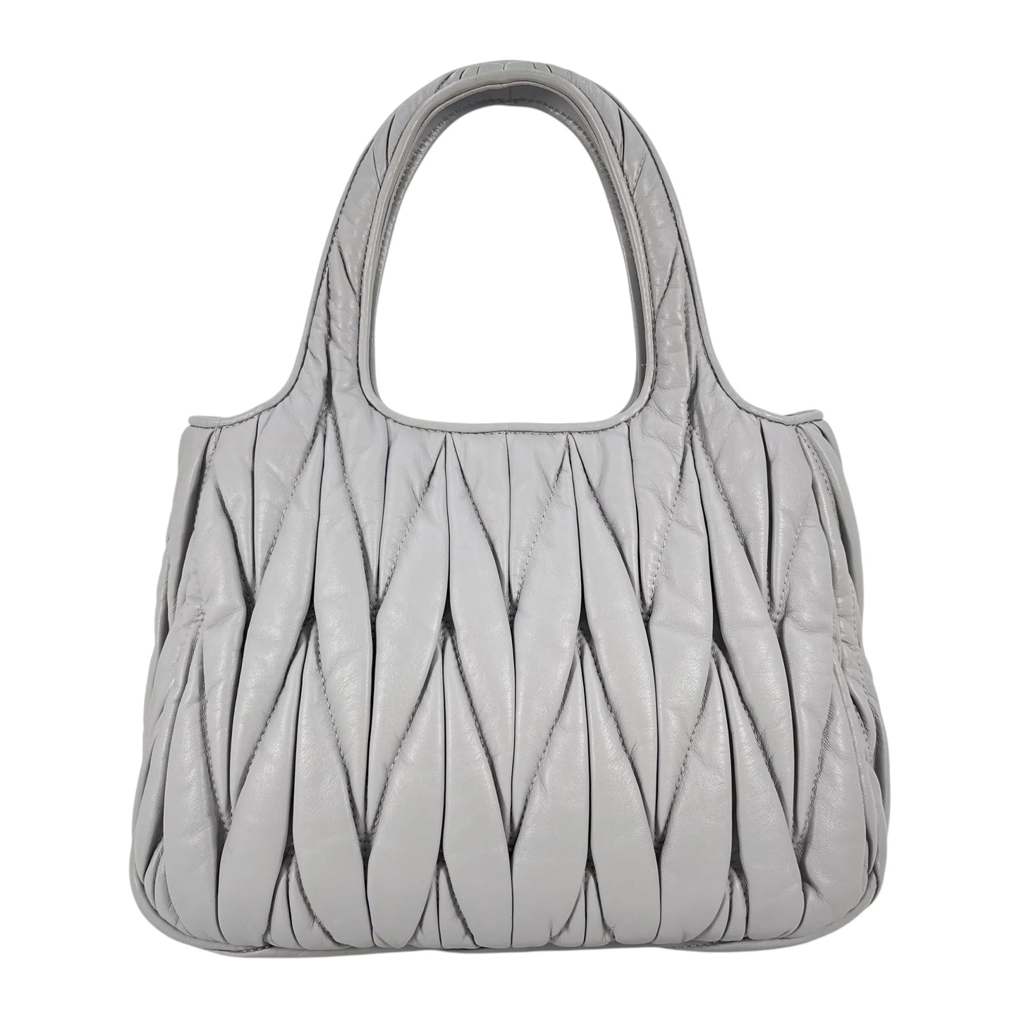 Miu Miu Materasse Nappa Leather Hand Bag - Gray