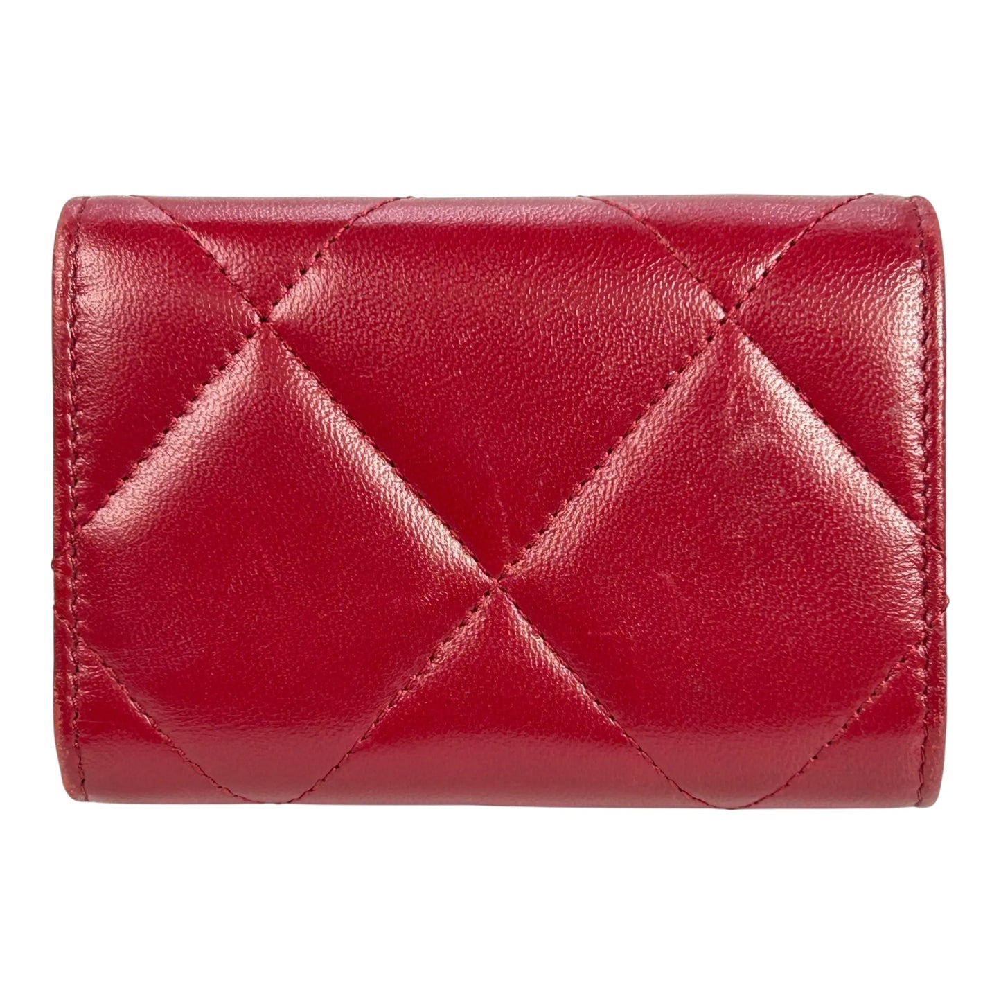 CHANEL Materasse Chanel 19 Compact Wallet - Red