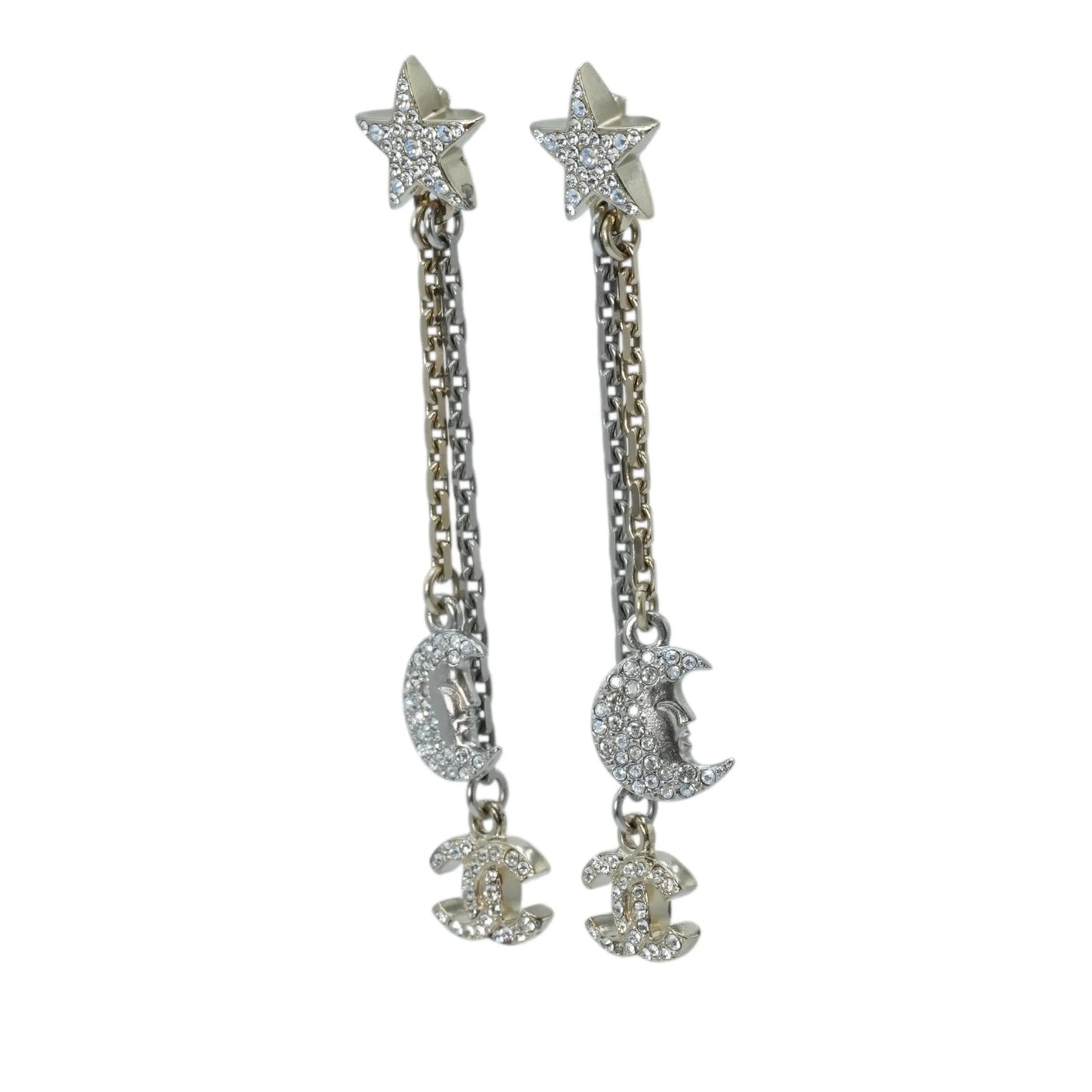 CHANEL Moon & Star CC Logo Dangle Earring 17B - Silver