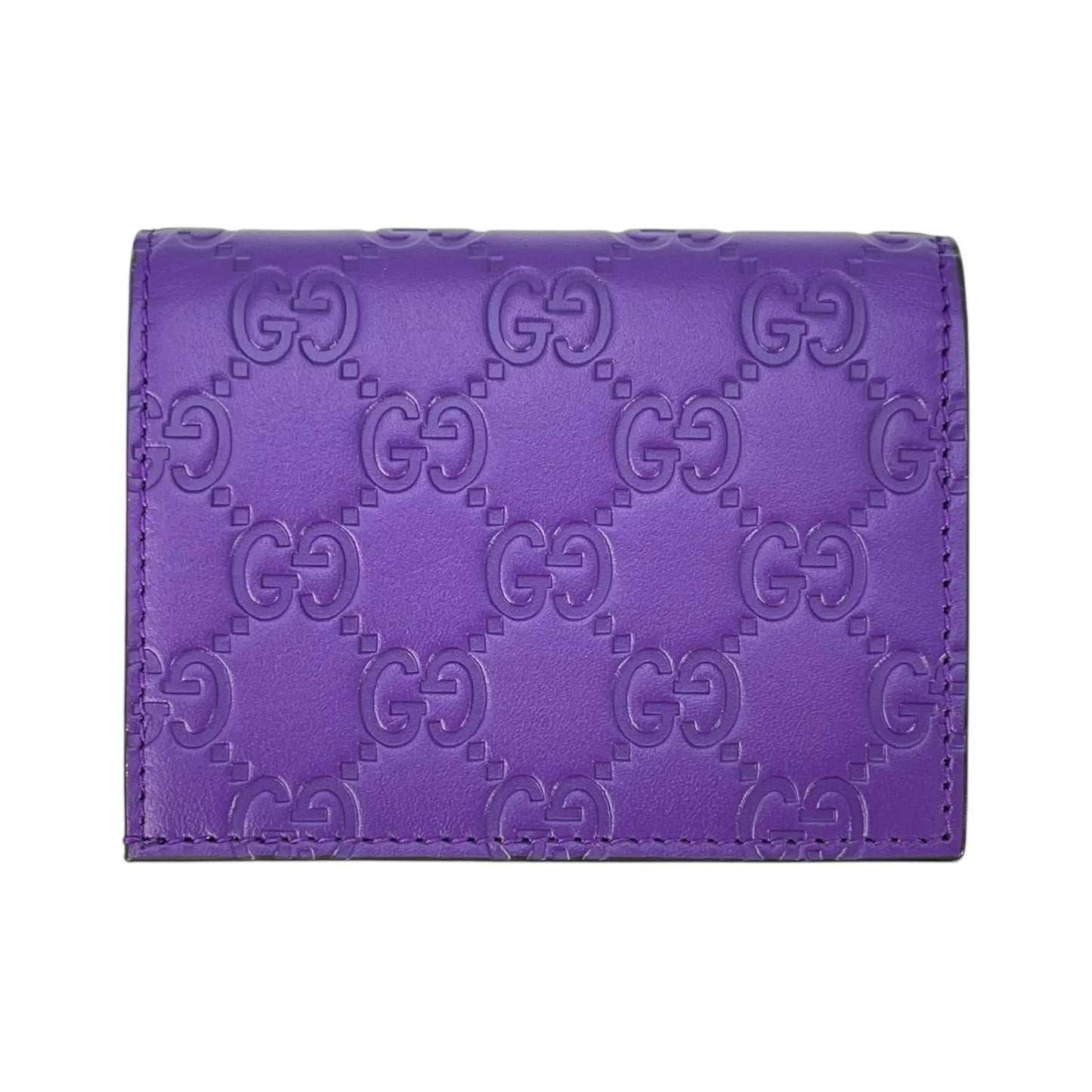 GUCCI Guccissima Leather Compact Wallet - Purple