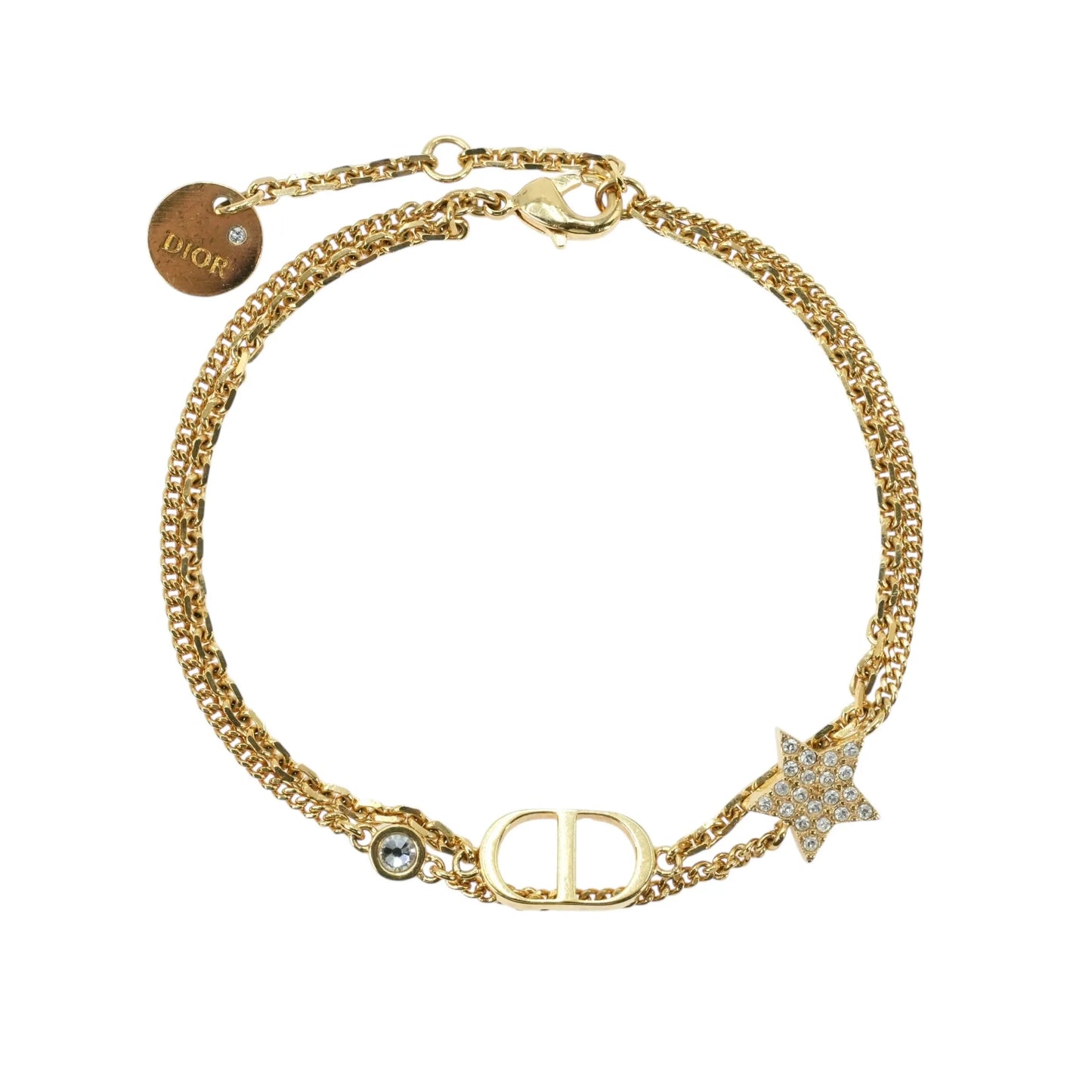 Dior Petit CD Double Bracelet Star Rhinestone - Gold Plated
