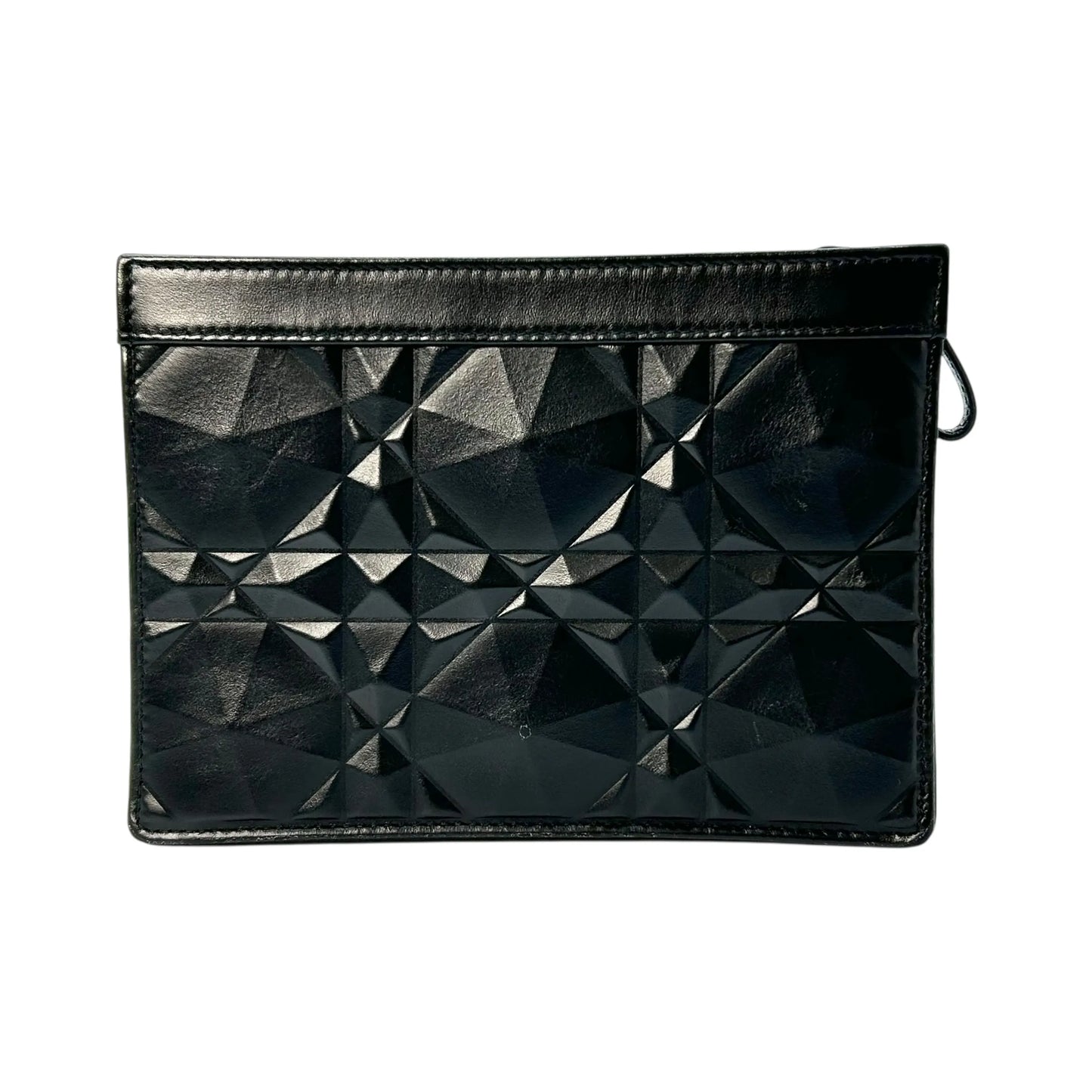 Dior Caro Diamond Calfskin Zipped Pouch With Chain Wallet Shoulder Bag - Black