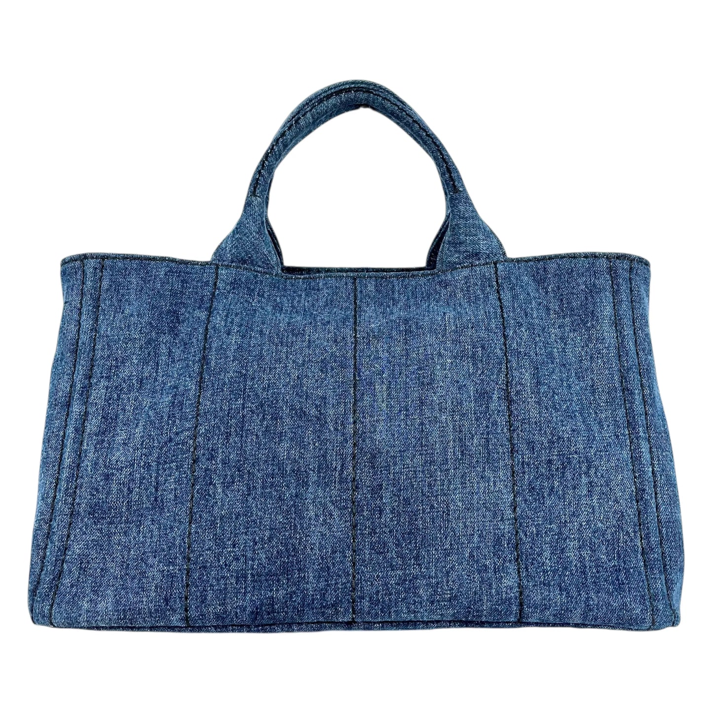 PRADA Canapa Denim Tote Bag Hand Bag - Blue