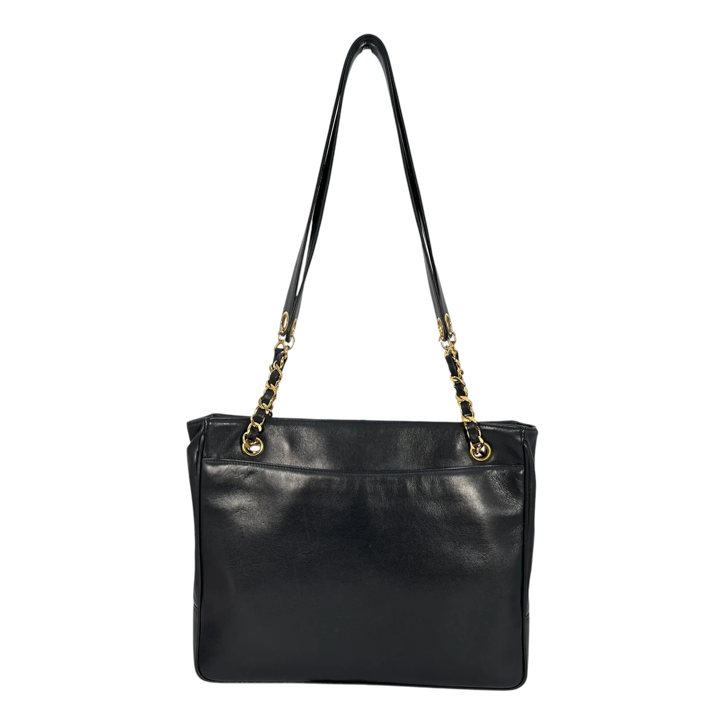 CHANEL CC Logo Lambskin Chain Shoulder Bag - Black