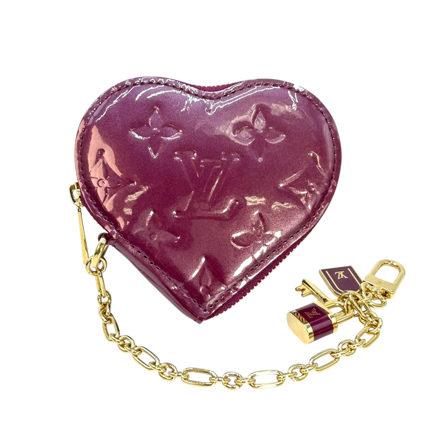 Louis Vuitton Porte Monnaie Coeur Vernis Coin Case - Purple