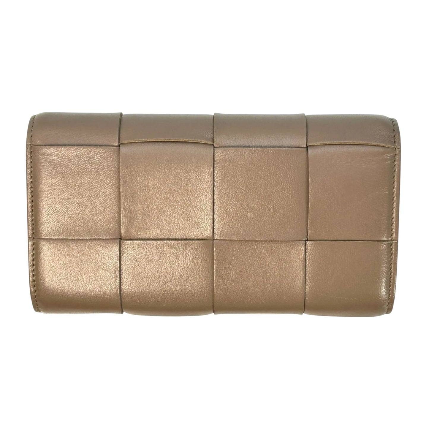 Bottega Veneta Intrecciato Flap Continental Long Wallet - Brown