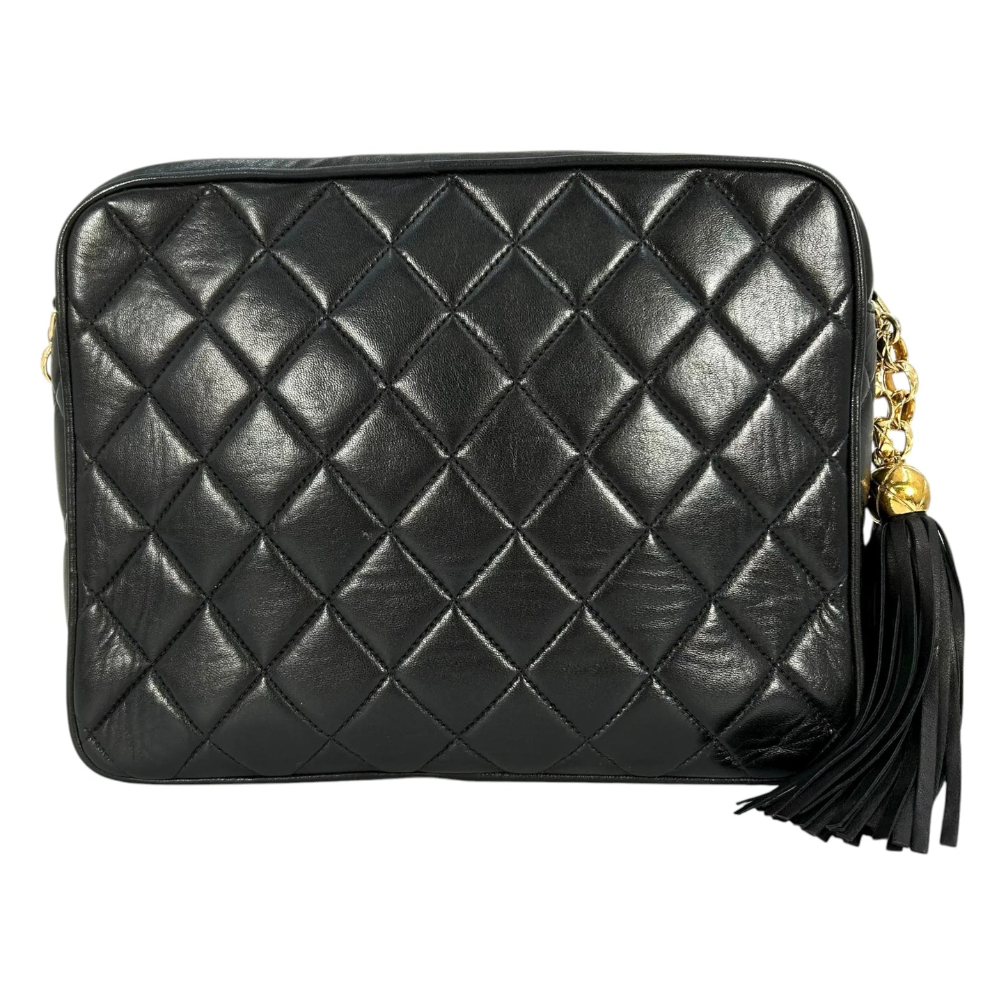 CHANEL Matelasse Tassel Chain Shoulder Bag - Black