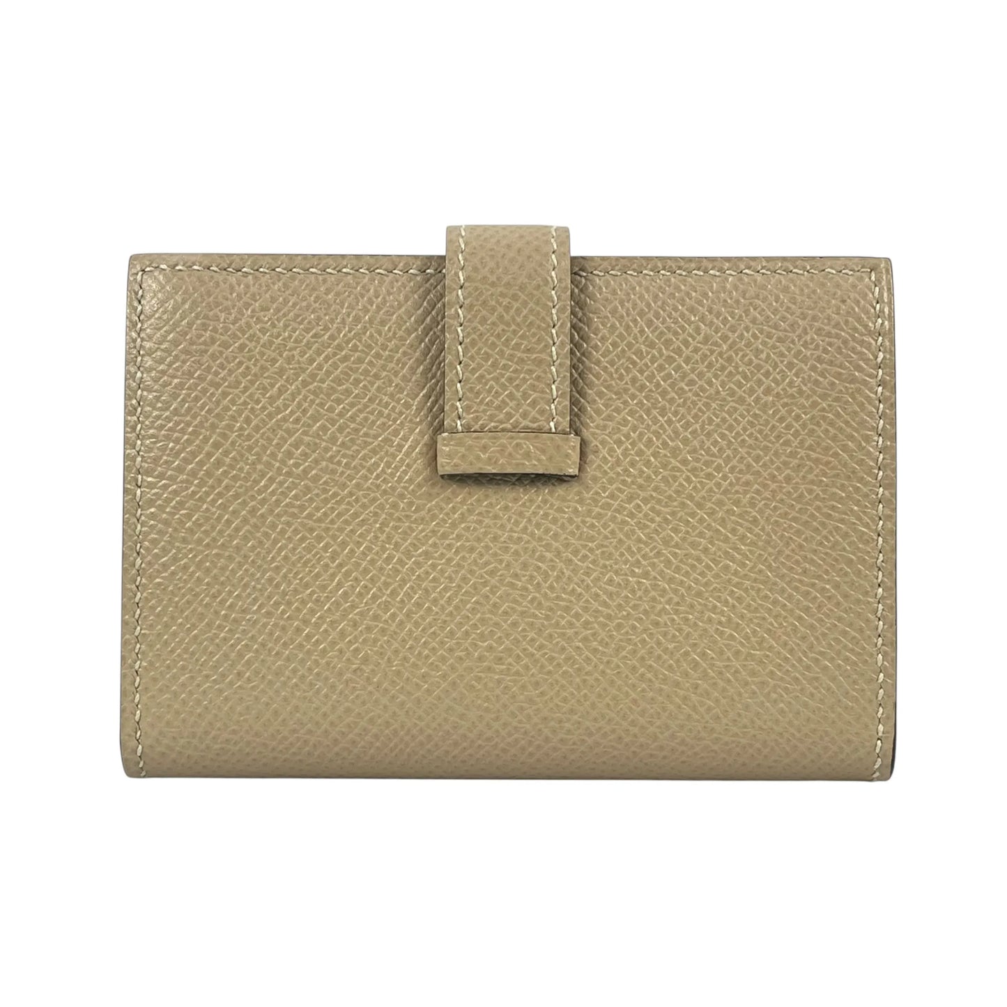 HERMES Bean Mini Business Card Holder Compact Wallet - Beige