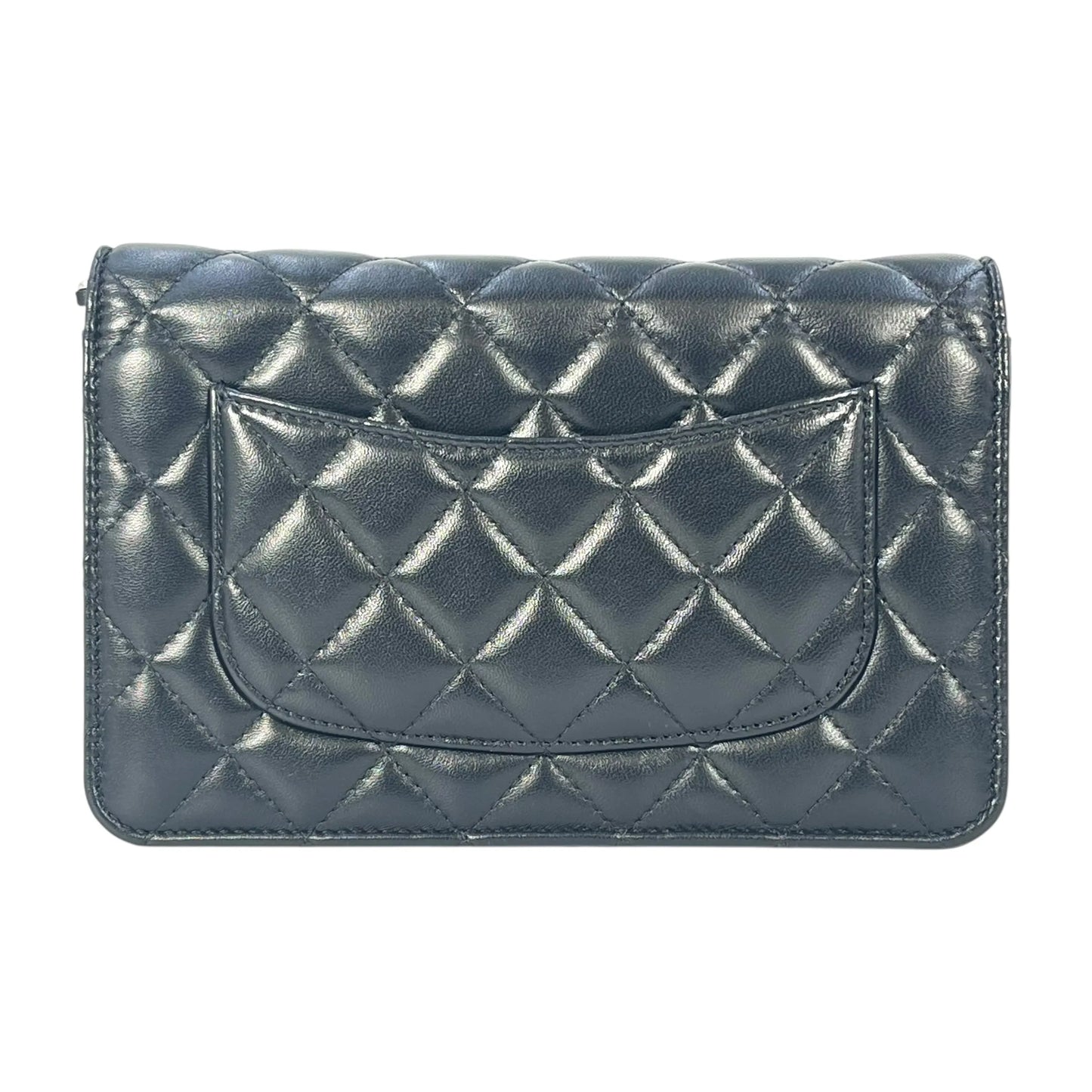 CHANEL Matelasse Lamskin Chain Wallet - Black