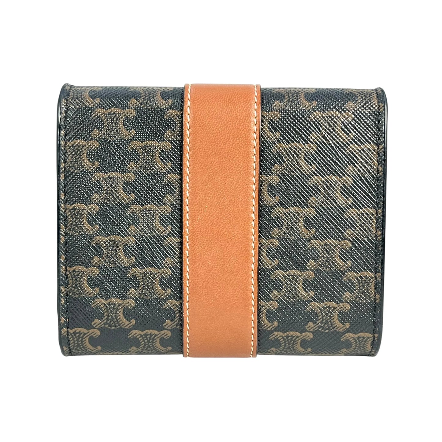 CELINE Triomphe Canvas Compact Wallet - Darkbrown