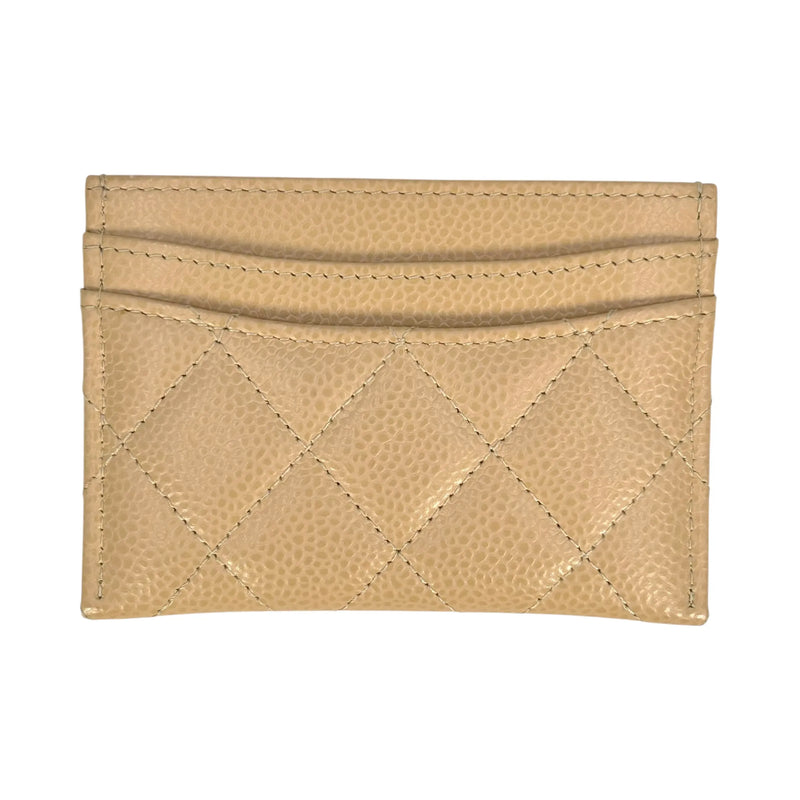 CHANEL Caviarskin Classic Flap Card Case - Beige