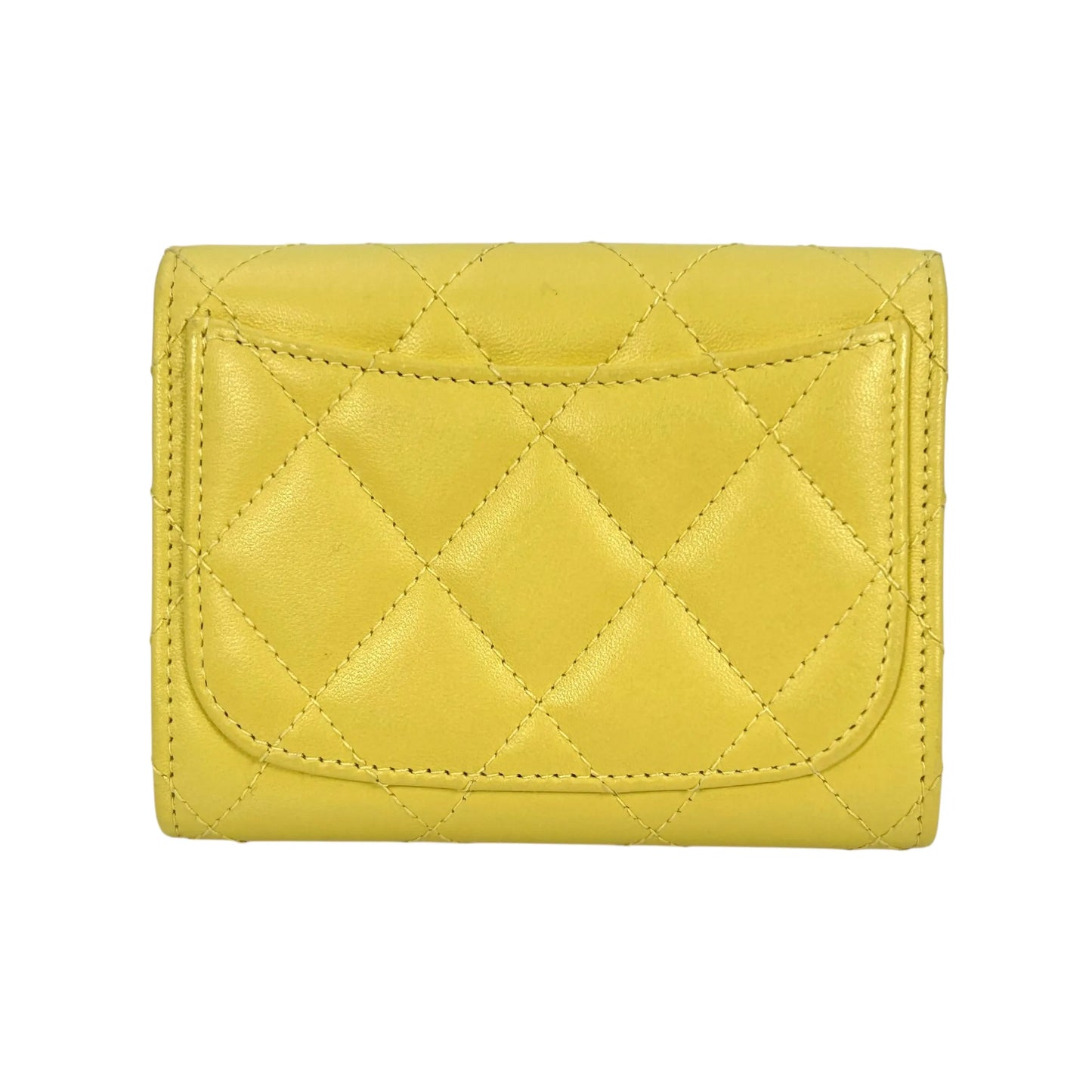 CHANEL Matelasse Classic Flap Lambskin Coin Case - Yellow