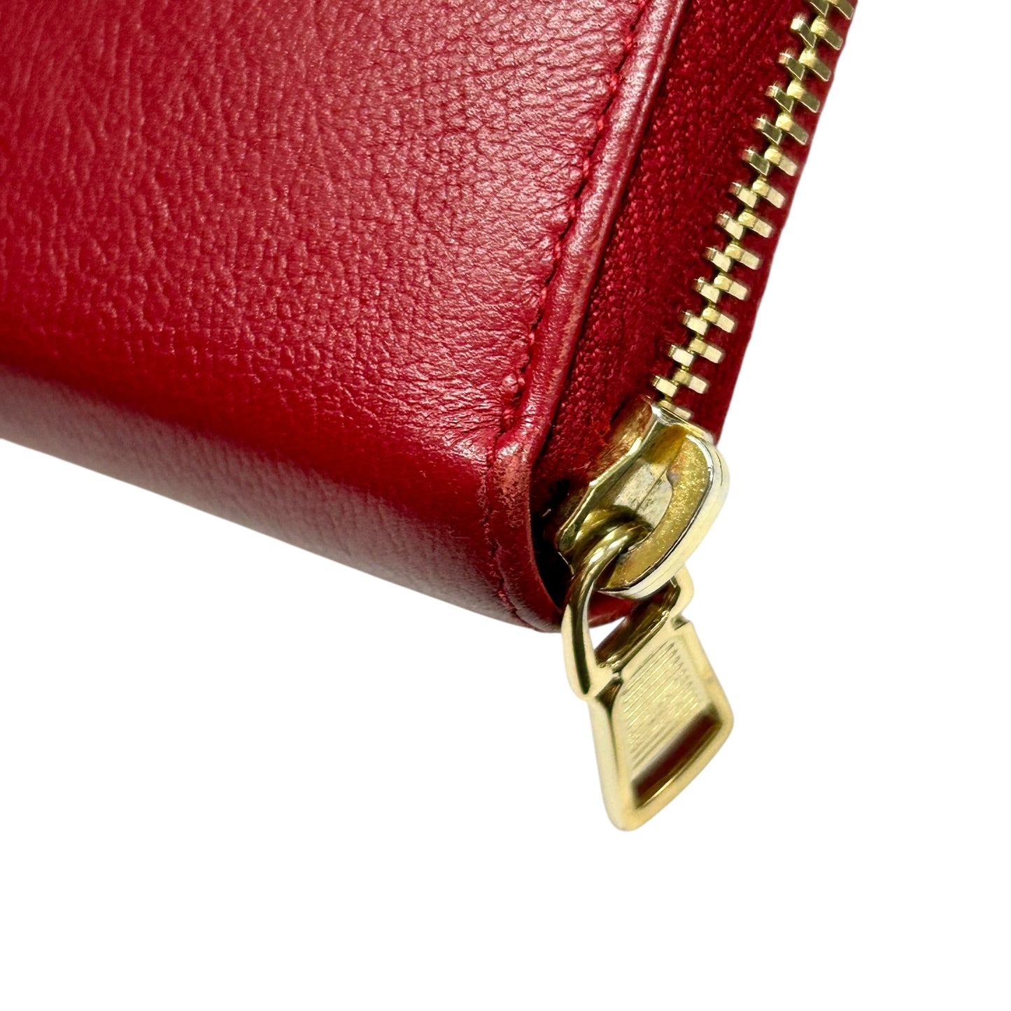 Saint Laurent YSL Logo Leather Round Zip Long Wallet - Red