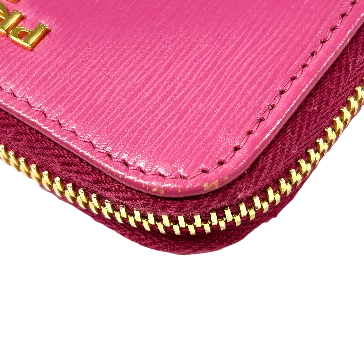 PRADA Round Zip Compact Wallet Coin Purse - Pink
