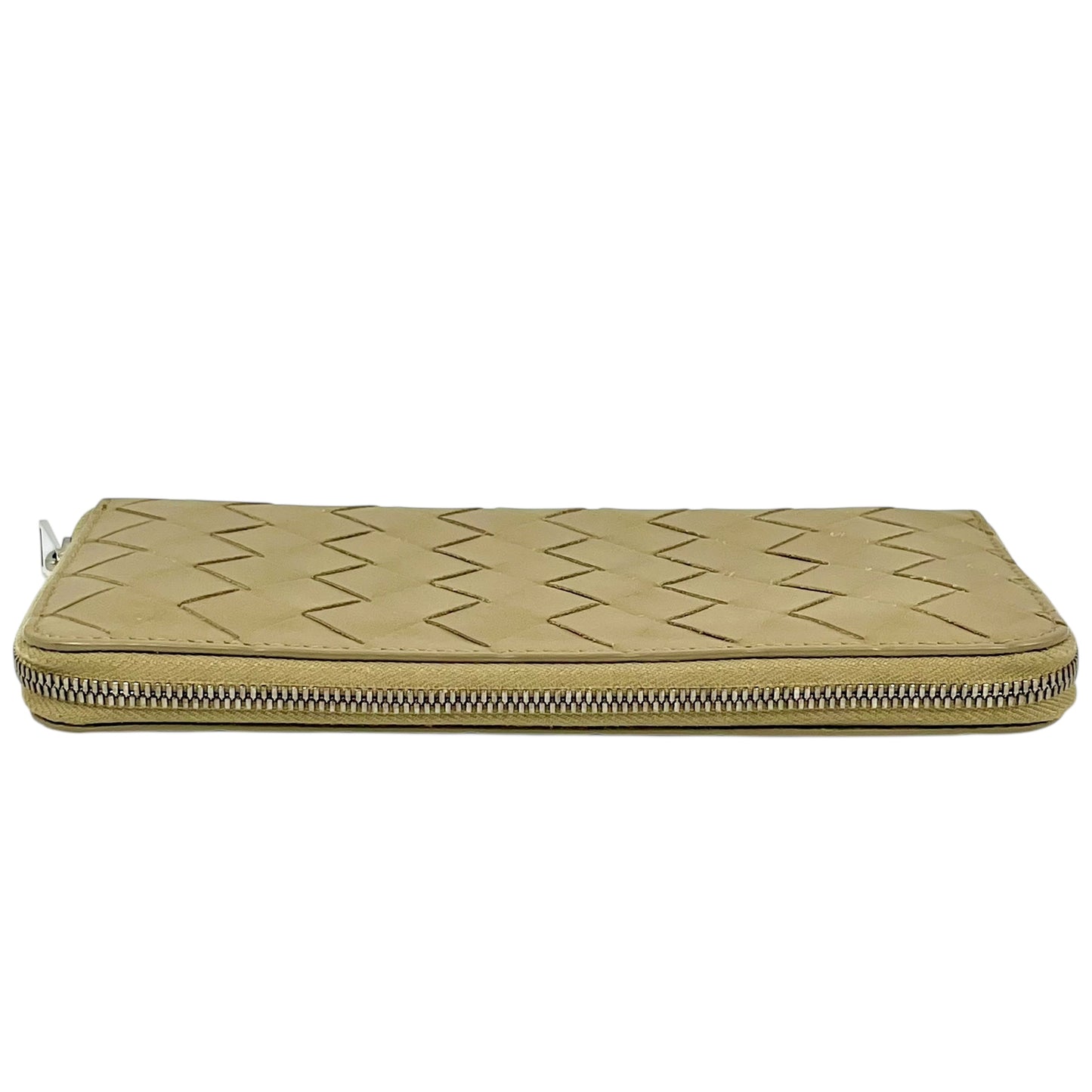Bottega Veneta Maxi Intrecciato Zip Around Long Wallet - Beige