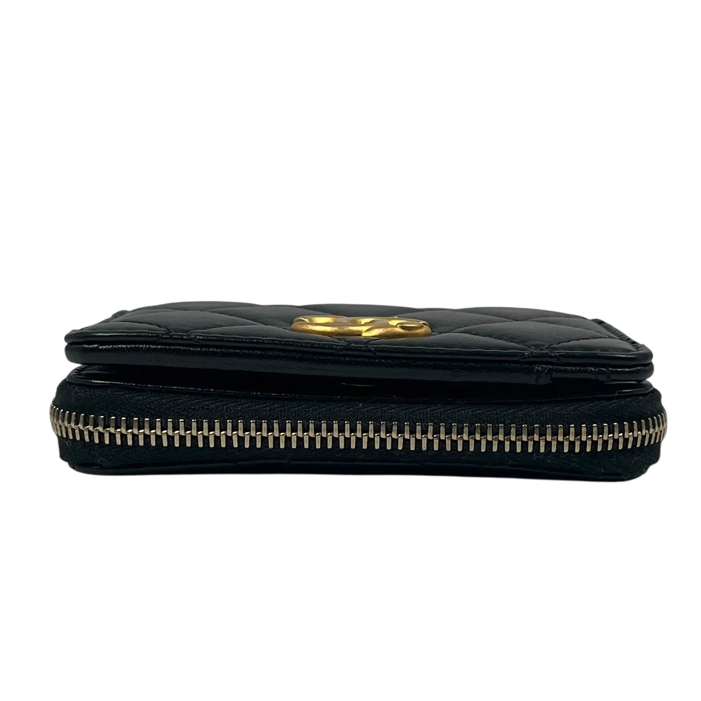 CHANEL Coco Mark Gold Hardware Compact Wallet - Black