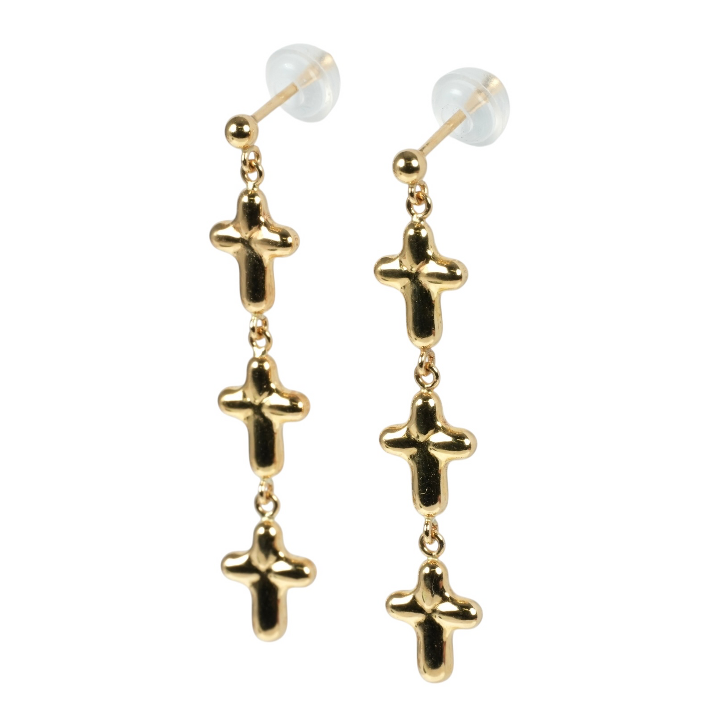 K18 Yellowgold Triple Cross Earring