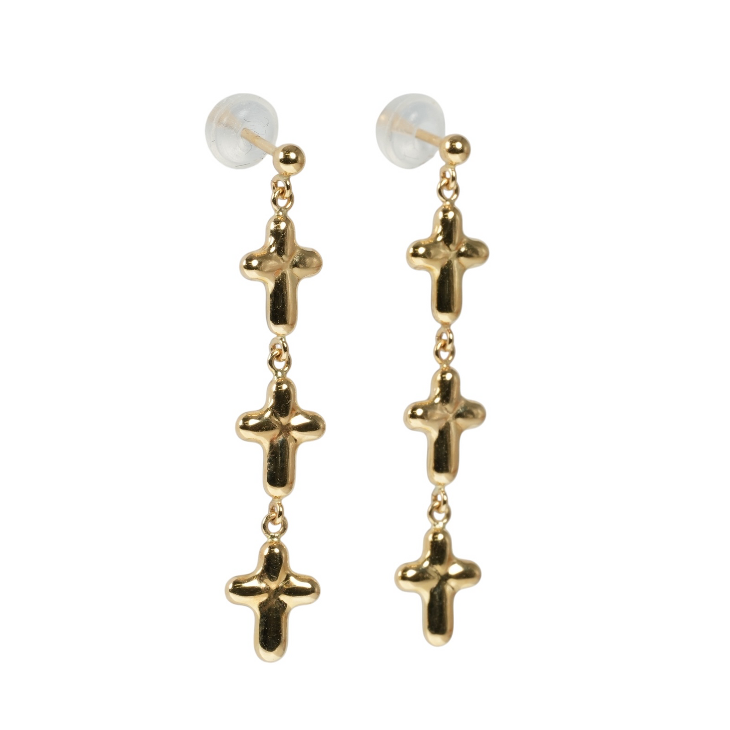 K18 Yellowgold Triple Cross Earring