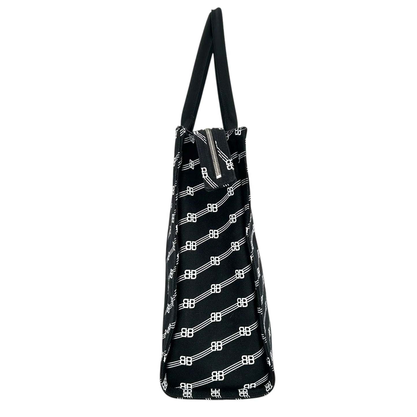 Balenciaga Large BB Monogram Hand Bag Tote Bag - Black