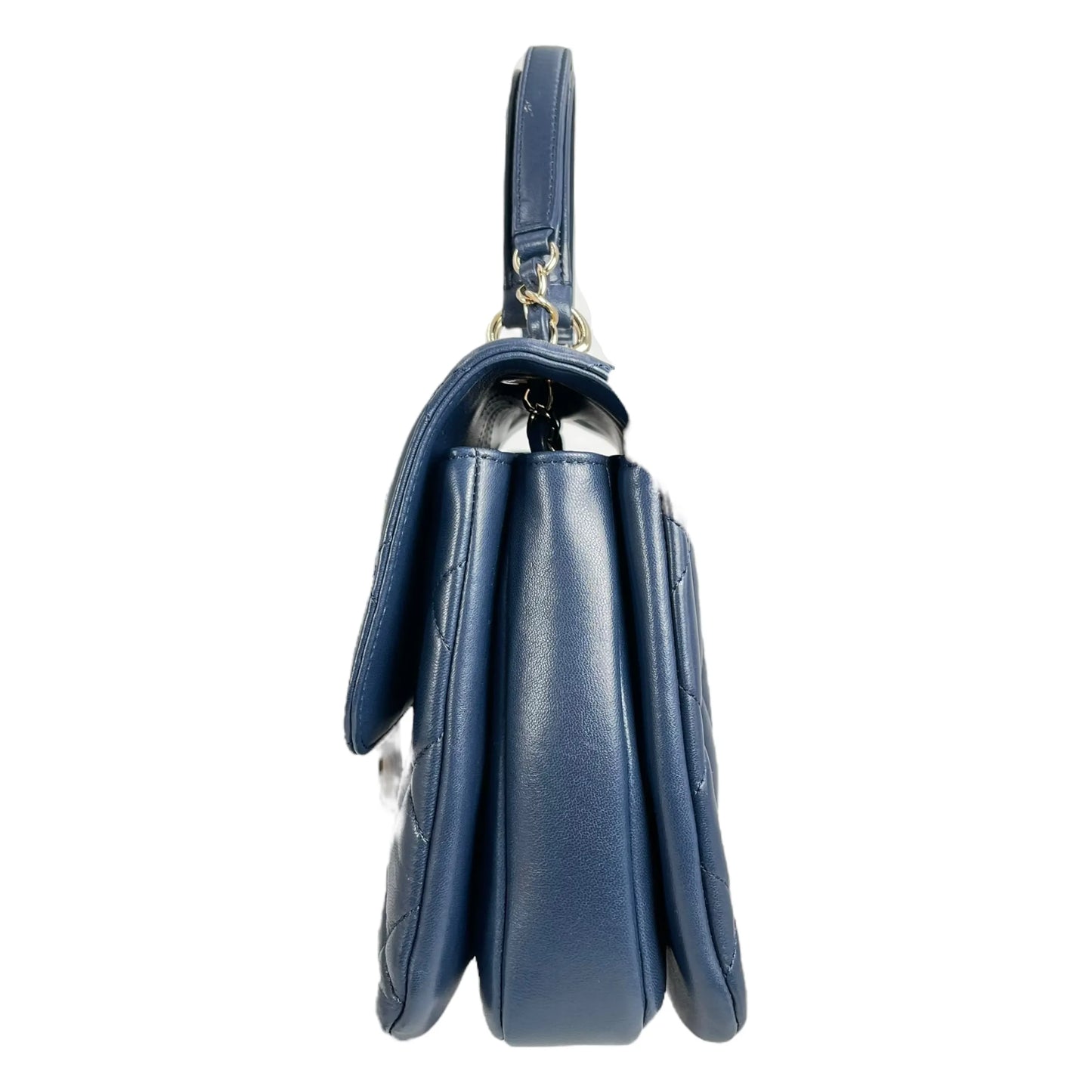 CHANEL Materasse Top Handle Trendy CC Chain Shoulder Bag - Navy