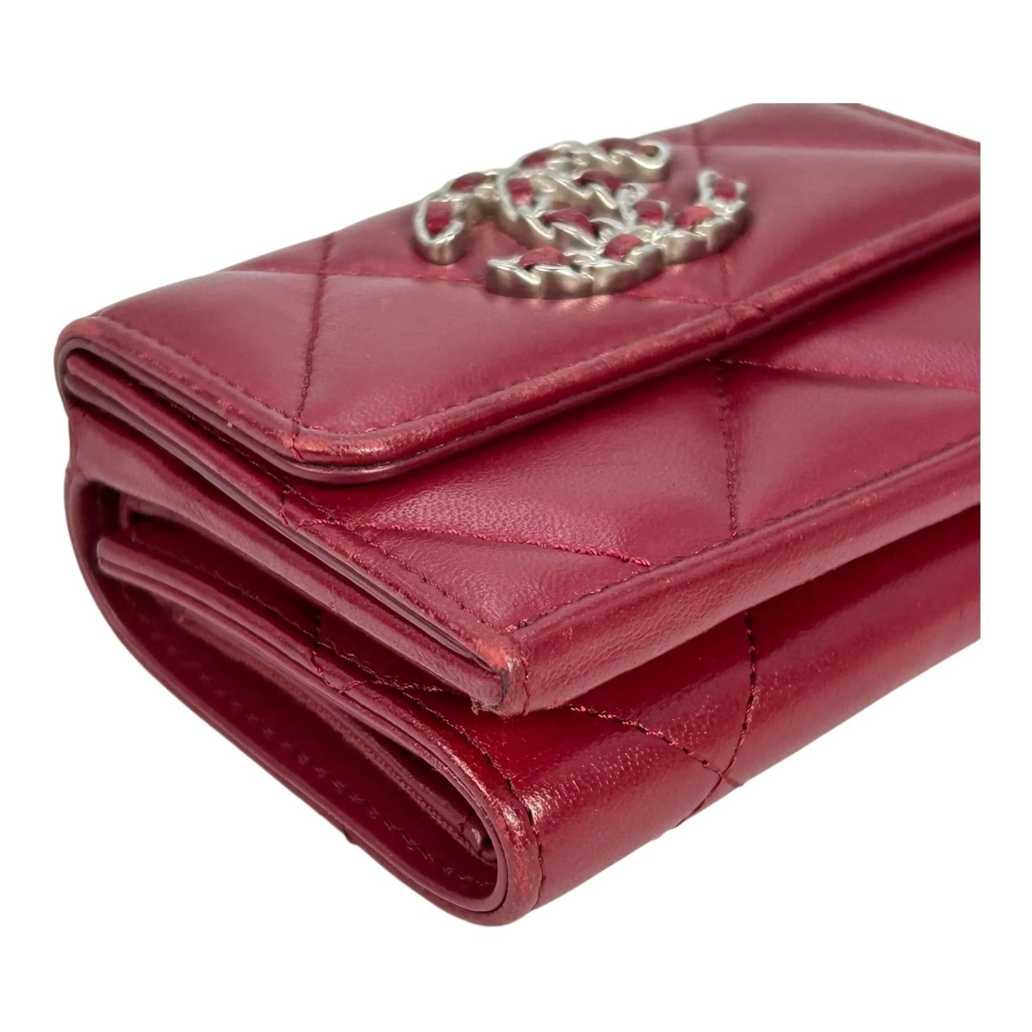 CHANEL Materasse Chanel 19 Compact Wallet - Red
