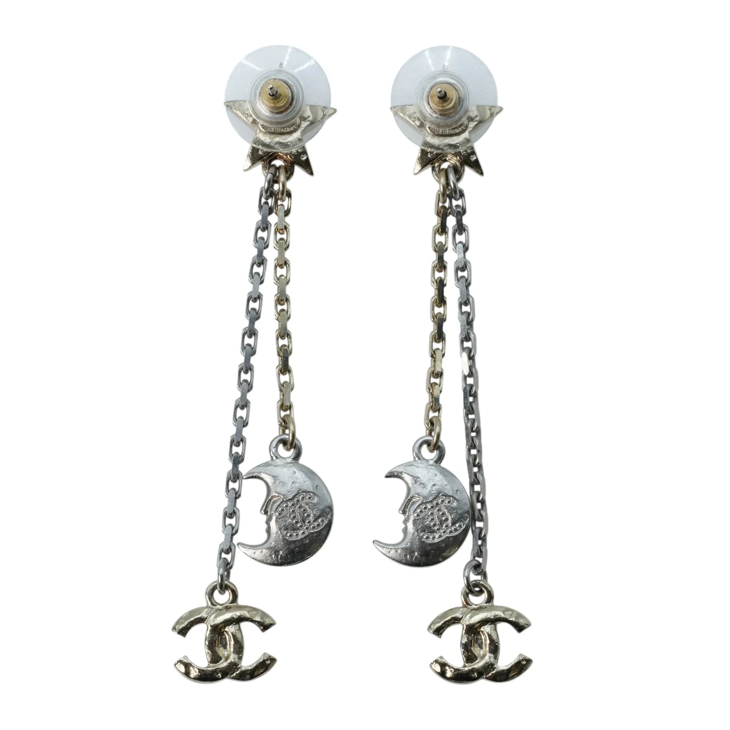 CHANEL Moon & Star CC Logo Dangle Earring 17B - Silver