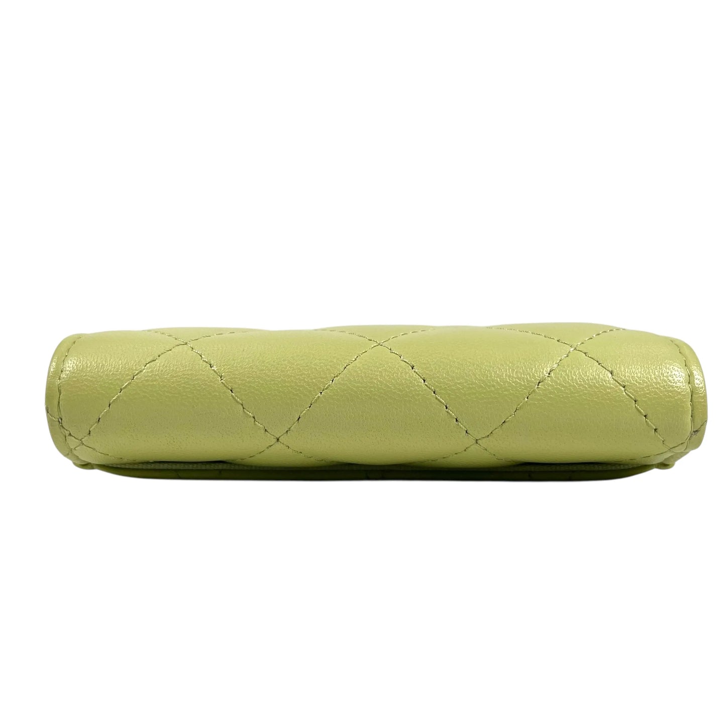 CHANEL Materasse Lambskin Card Case - Lime Yellow