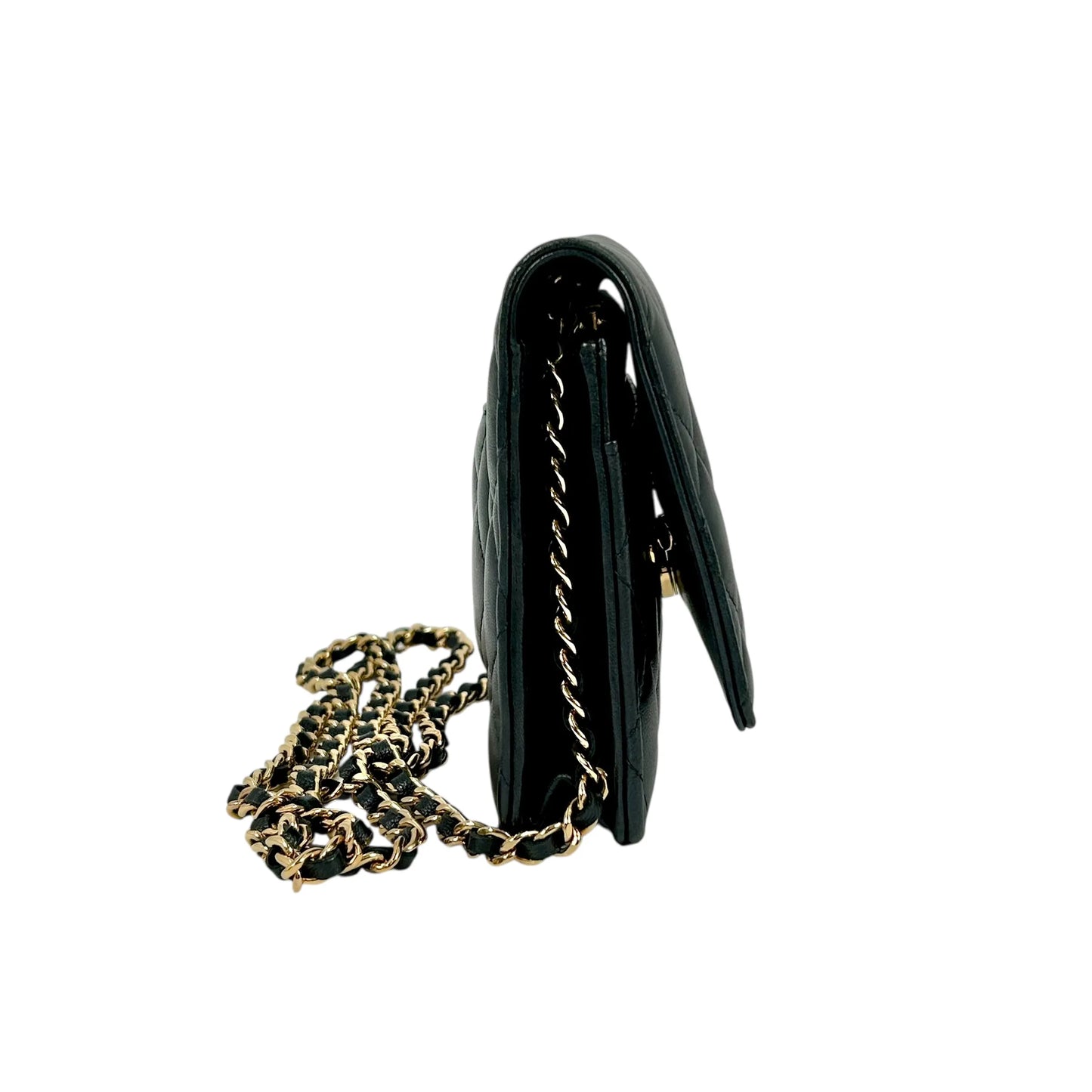 CHANEL Materasse Lambskin Chain Wallet Shoulder Bag - Black