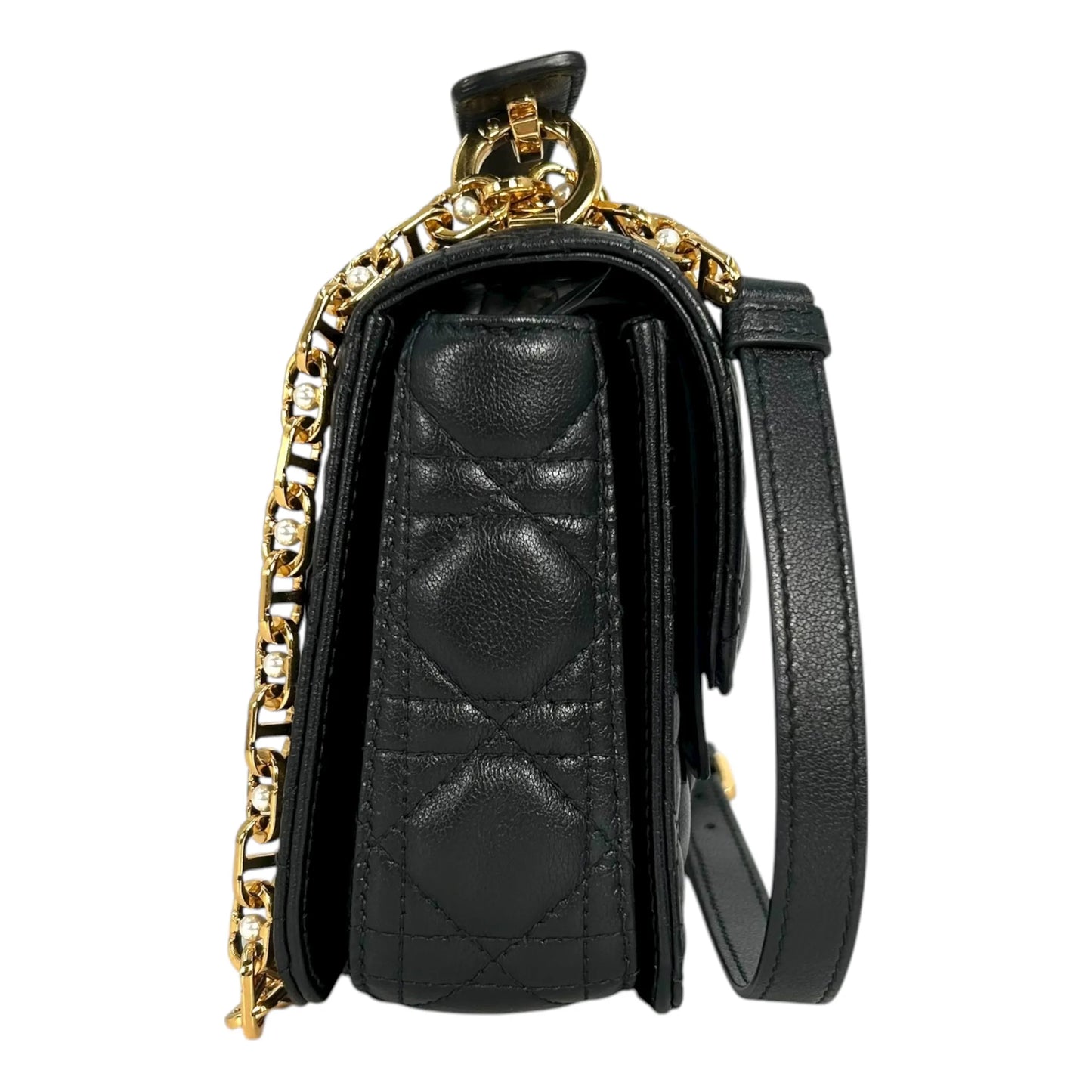 Christian Dior Jolie Top Handle Bag Calfskin Hand Bag Shoulder Bag - Black