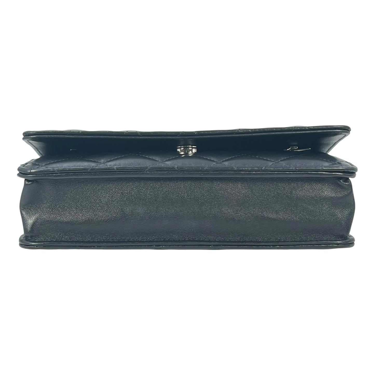 CHANEL Matelasse Lamskin Chain Wallet - Black